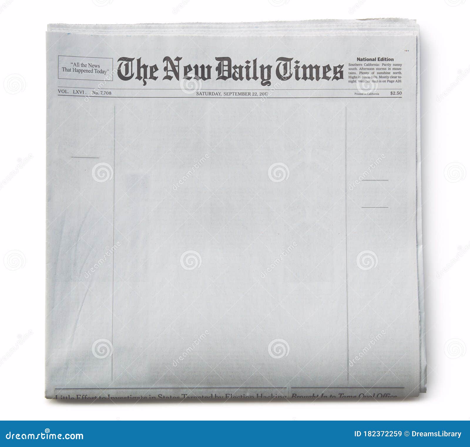 fake newspaper front page blank