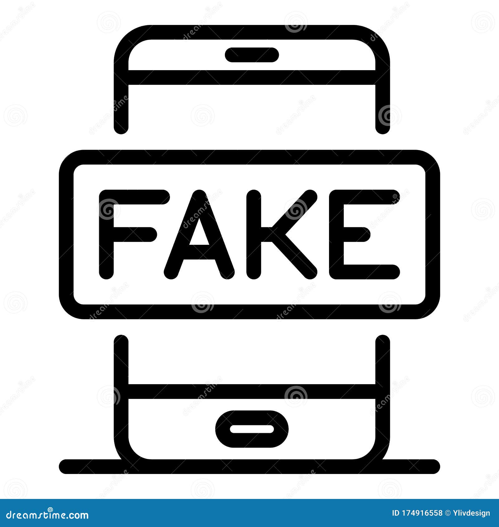 Fake Smartphone News Icon, Outline Style Stock Vector - Illustration of ...