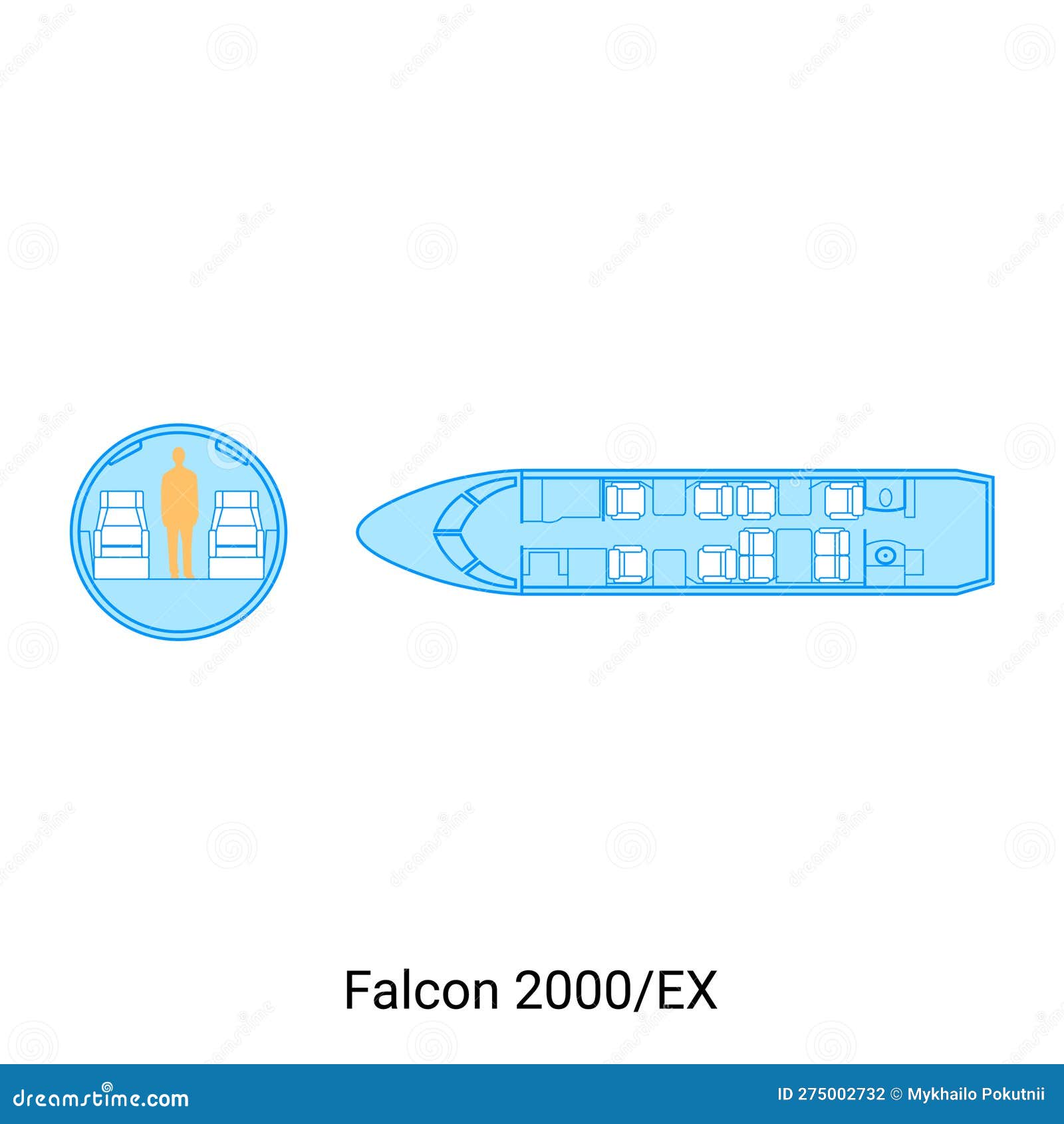 Falcon 2000-EX Airplane Scheme. Civil Aircraft Guide Stock Vector ...