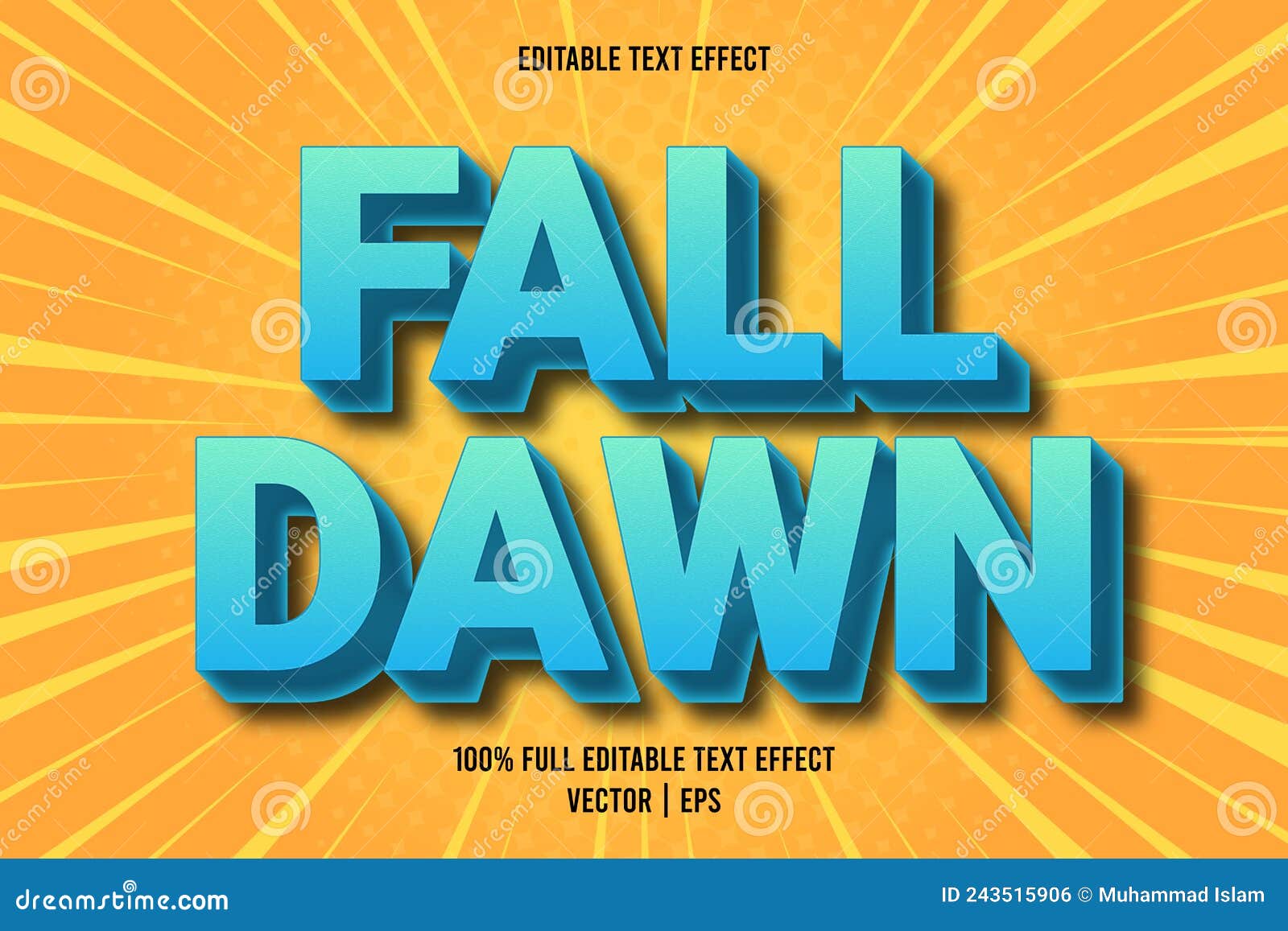 Fall Dawn Editable Text Effect Comic Style Stock Vector Illustration