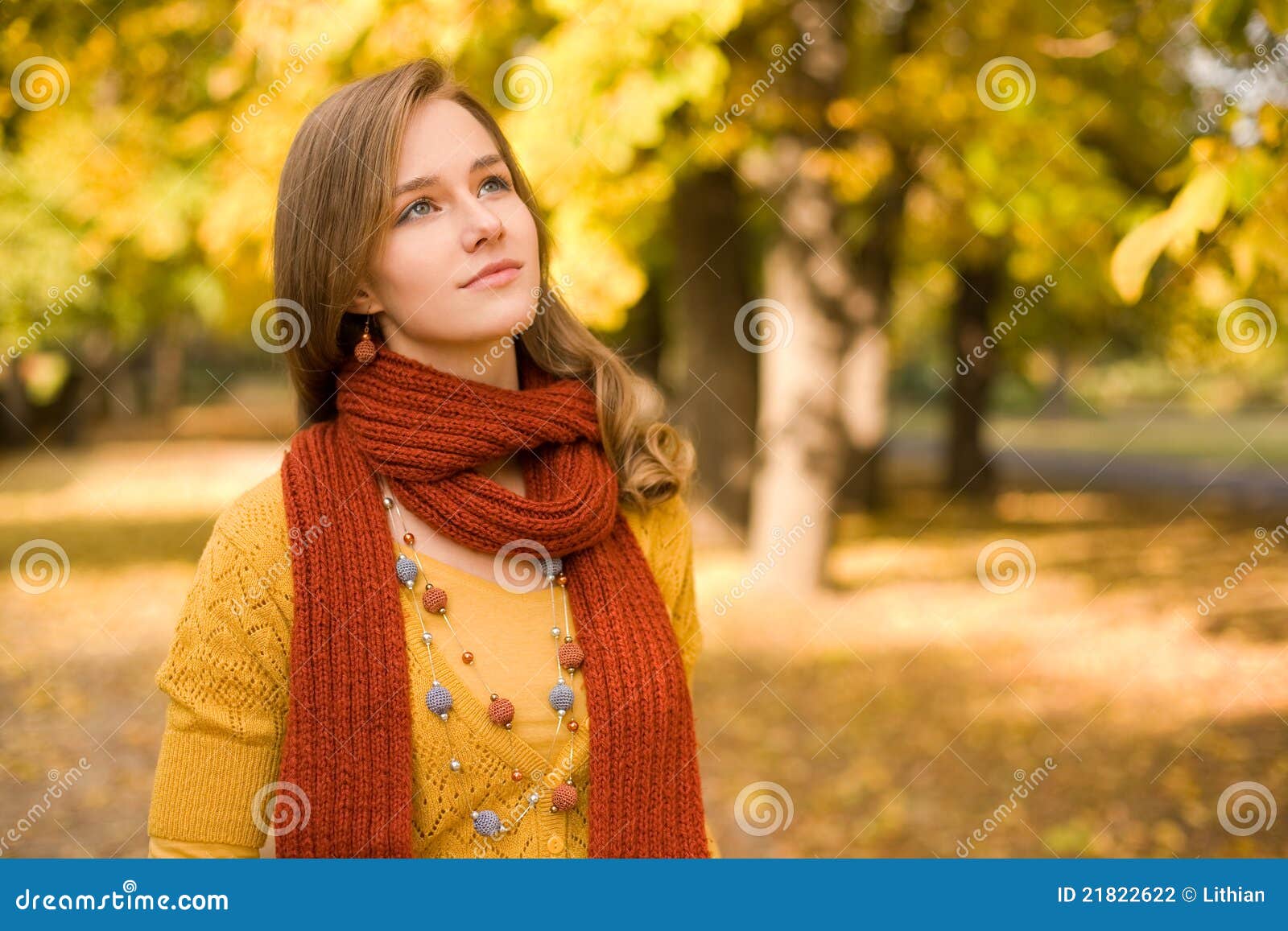 Fall Fashion Girl Pondering. Stock Photo - Image of pondering, outdoors ...