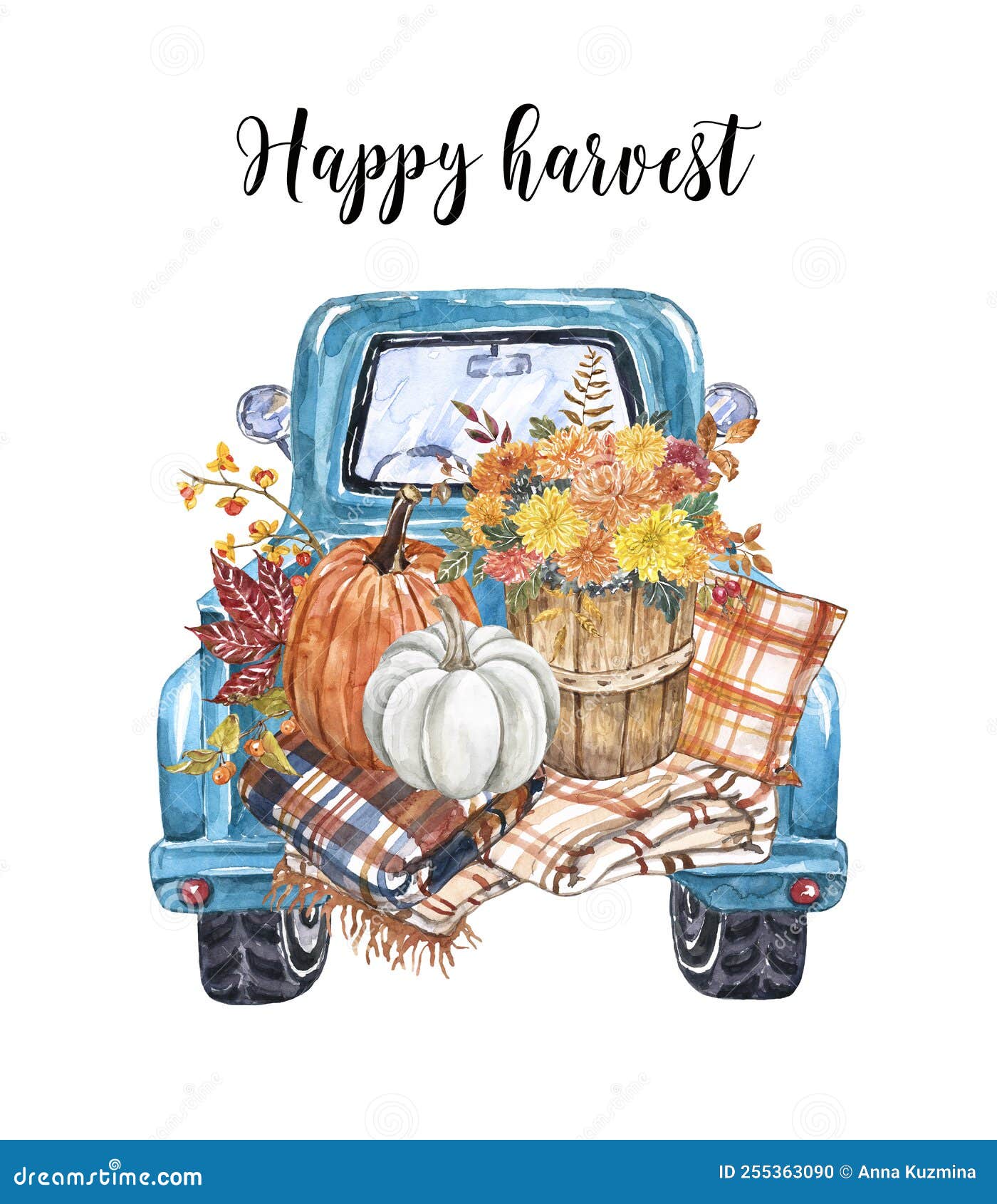 https://thumbs.dreamstime.com/z/fall-harvest-truck-pumpkins-mum-flowers-basket-pillows-blankets-watercolor-hand-painted-illustration-watercolor-blue-255363090.jpg