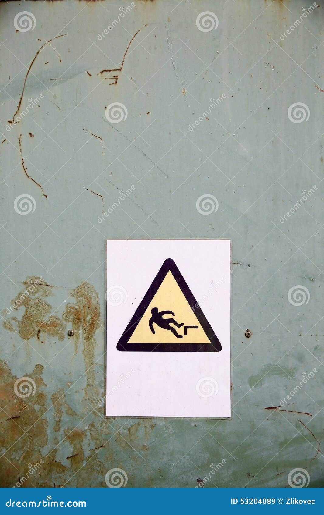 fall hazard sign on industrial background