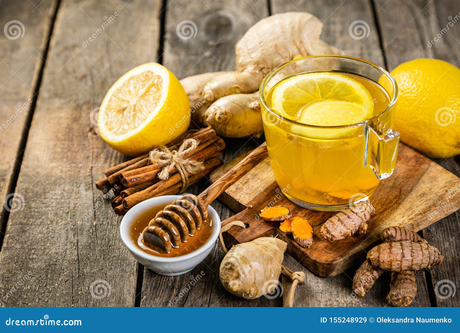 Fall Immune System Booster Ginger and Turmeric Tea and Ingredients