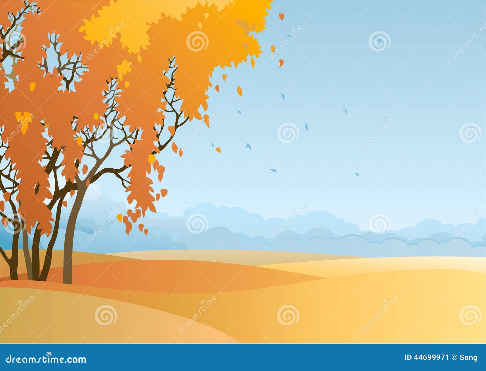 Fall landscape stock vector. Illustration of remote, cloud - 44699971