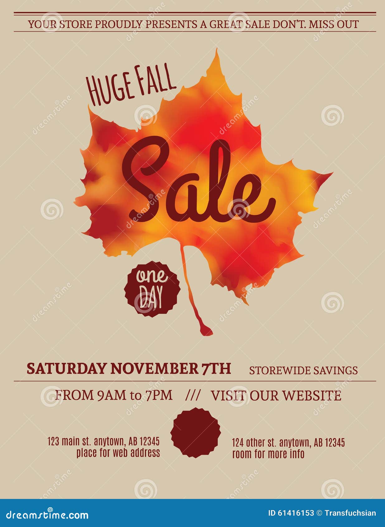 fall leaf sale flyer template stock vector illustration of retail flyer template
