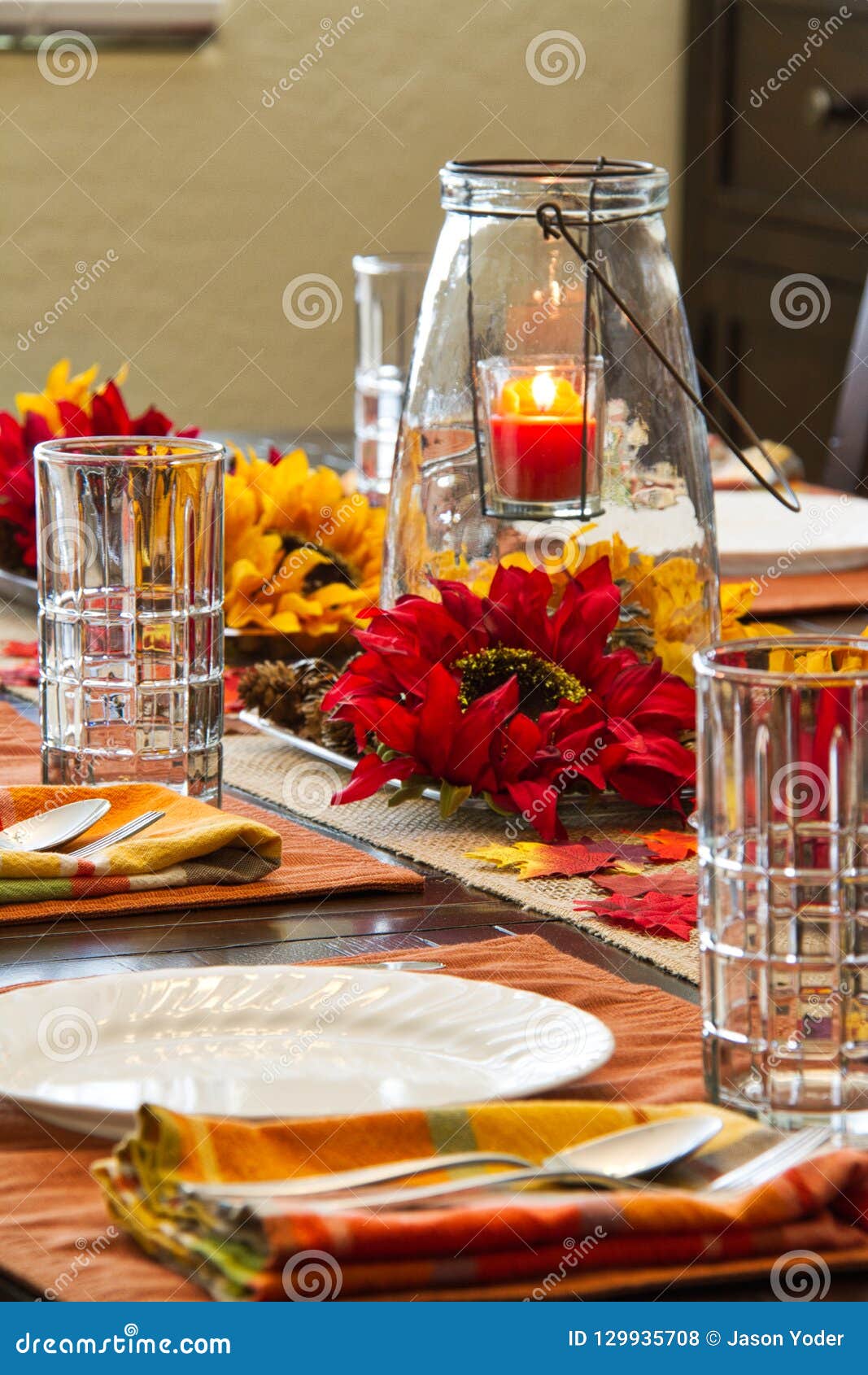 Fall Table Setting stock photo. Image of table, setting - 129935708