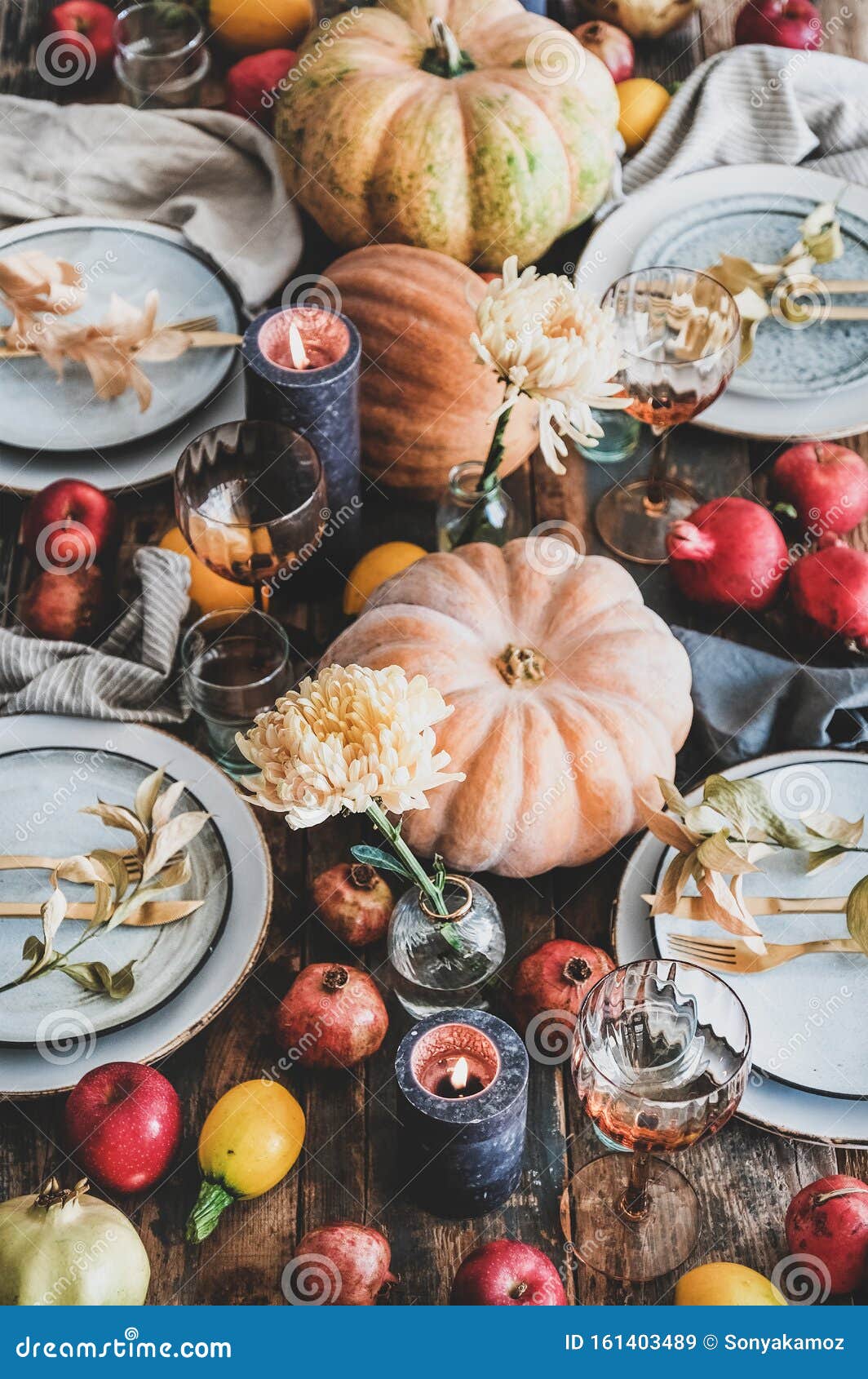 Fall Table Setting for Thanksgiving Day Party Stock Image - Image of ...