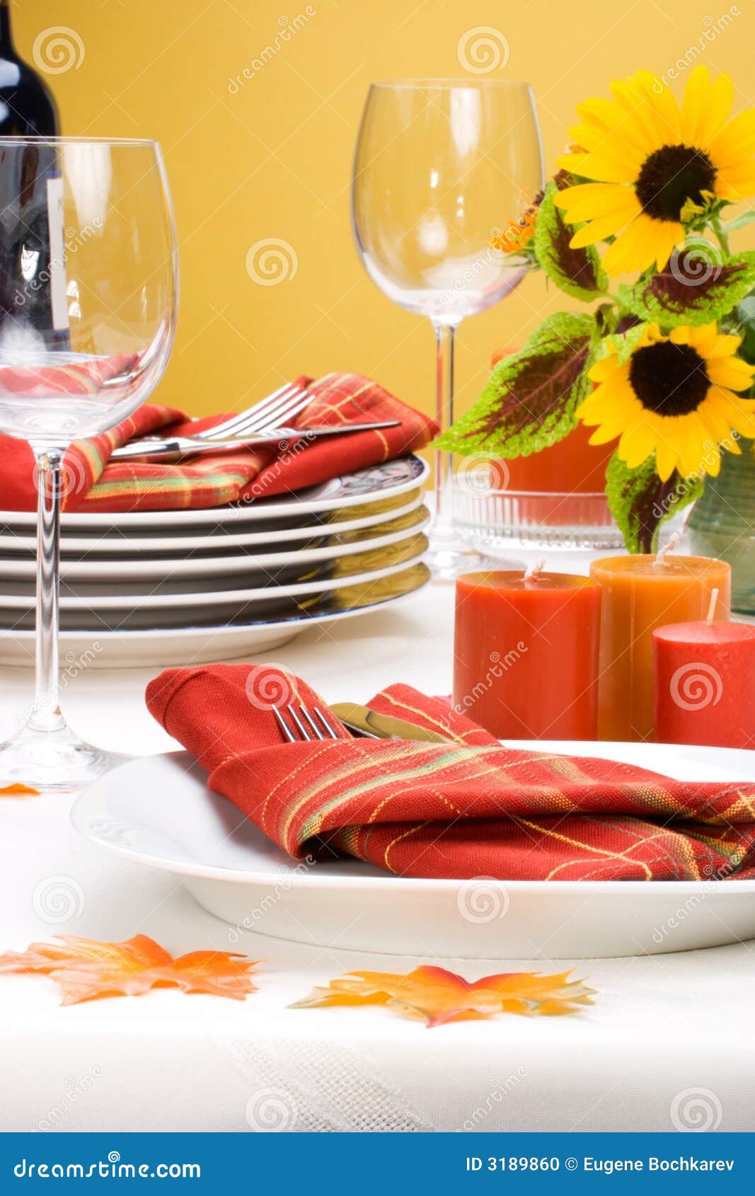 Fall Theme Dinner Table Settin Stock Photo - Image of lunch, fall: 3189860