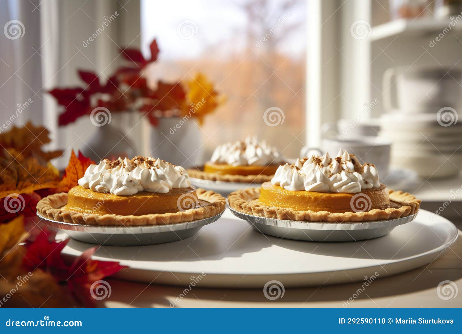 Fall Traditional Pies Pumpkin Pie for Home Thanksgiving Dinner. Stock