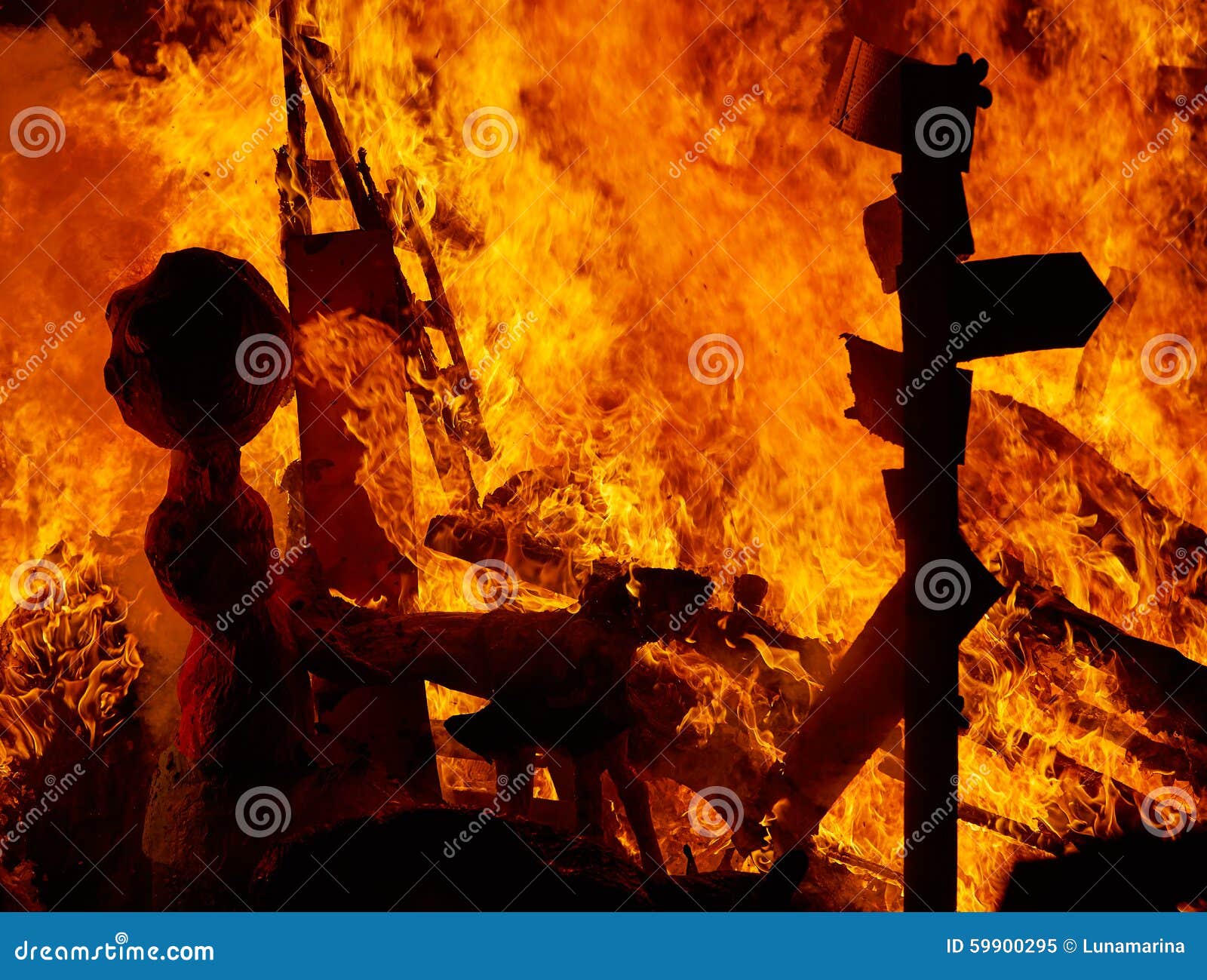 fallas fire burning in valencia fest at march 19 th