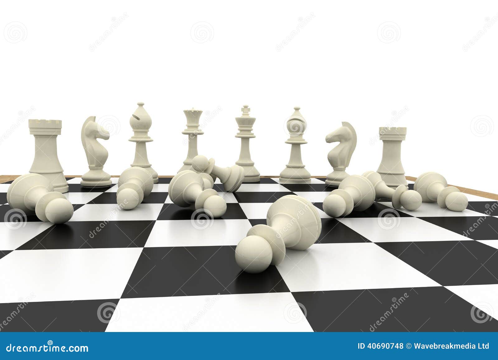 Fallen White Pawns on Chess Board Stock Illustration - Illustration of ...