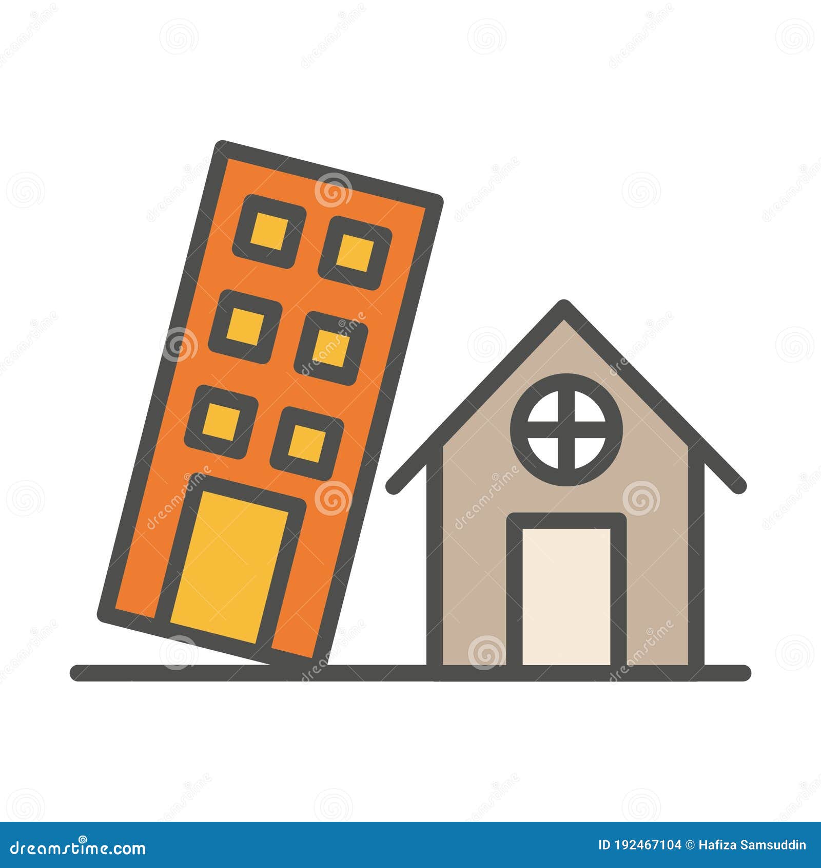 Falling Building. Vector Illustration Decorative Design Stock Vector