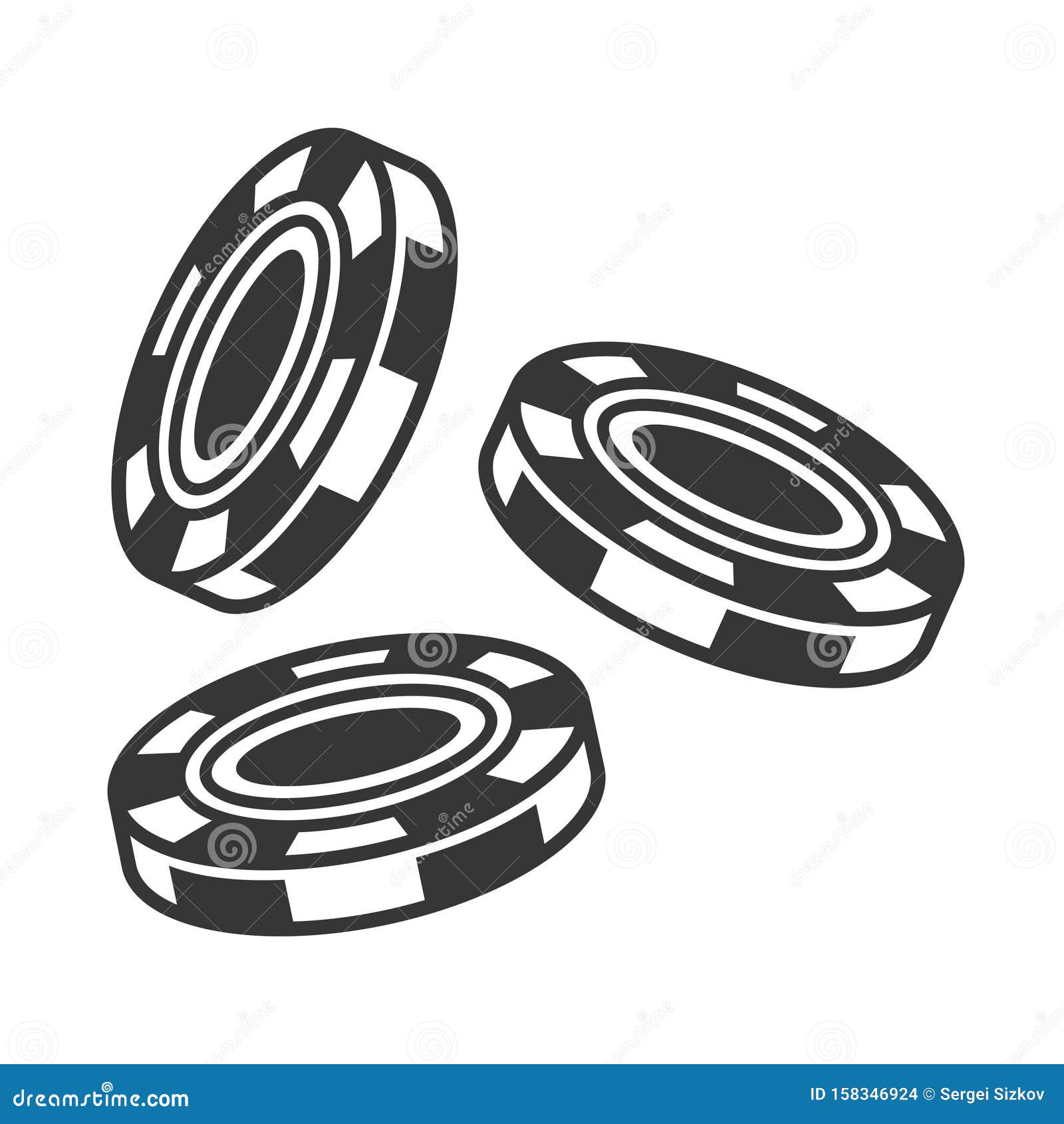 Falling Casino Chips on White Background. Vector Stock Vector