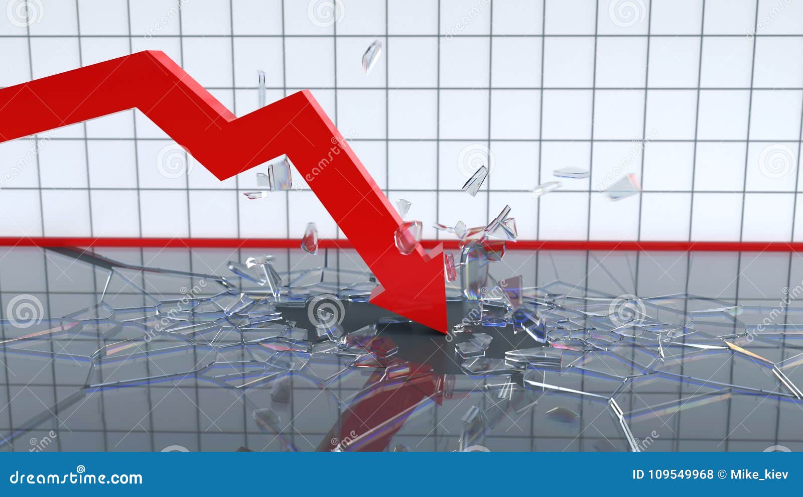 Falling Chart Breaks the Bottom Stock Illustration Illustration of