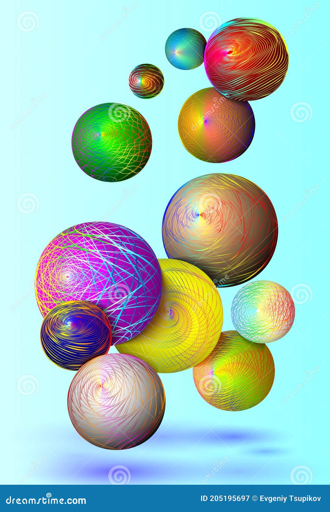 Falling Colorful Balls on a Light Background Stock Vector