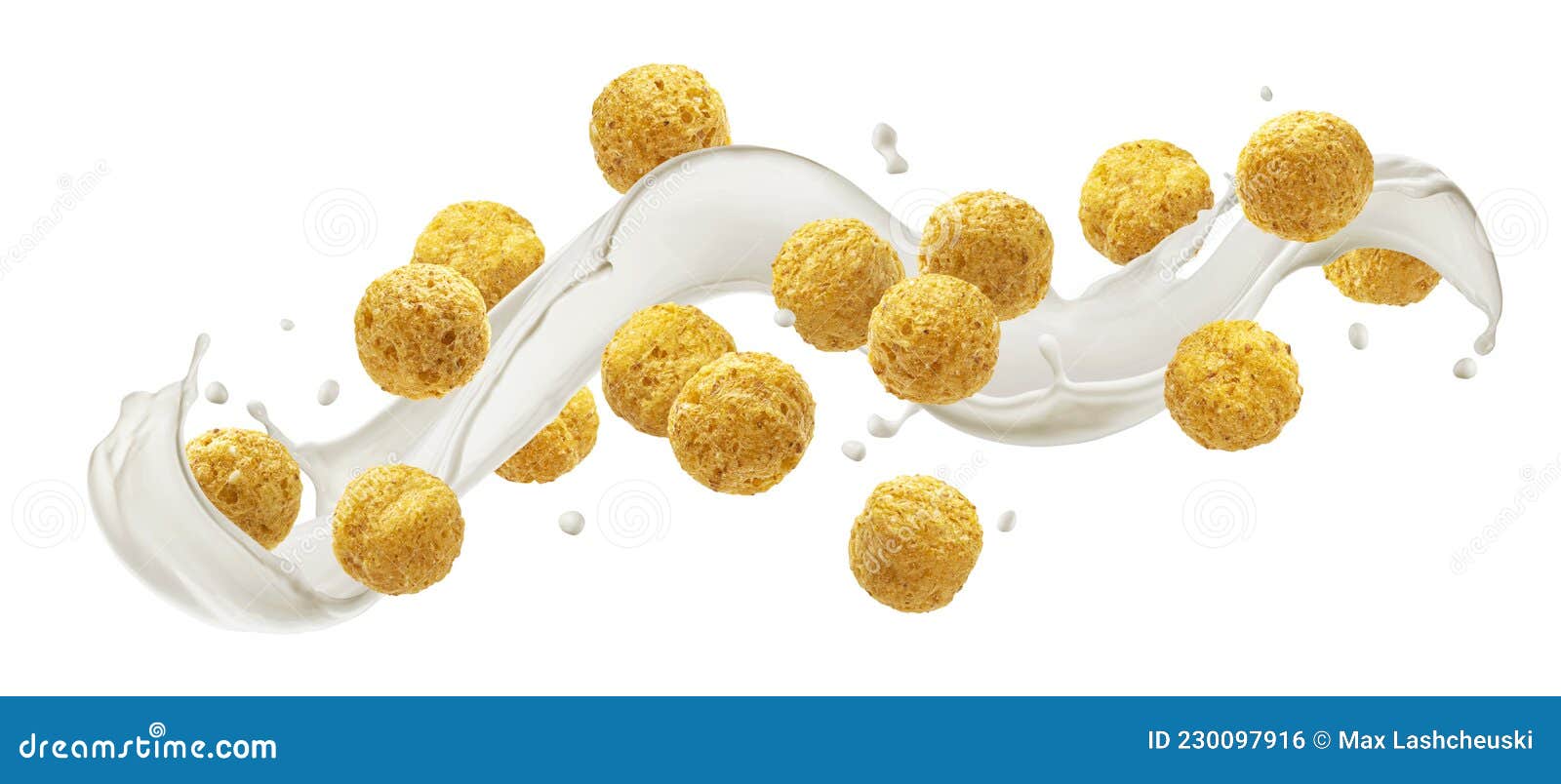 Falling Corn Balls Isolated on White Background Stock Photo Image of cereal, collection 230097916