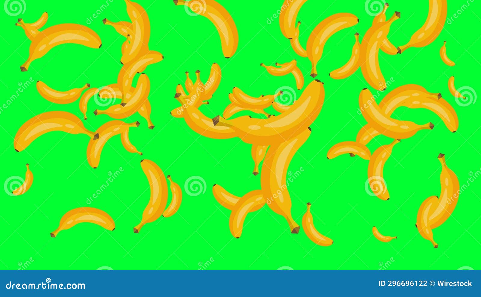 Falling Down Bananas on Green Screen Animation 4k. Flying of Bananas ...