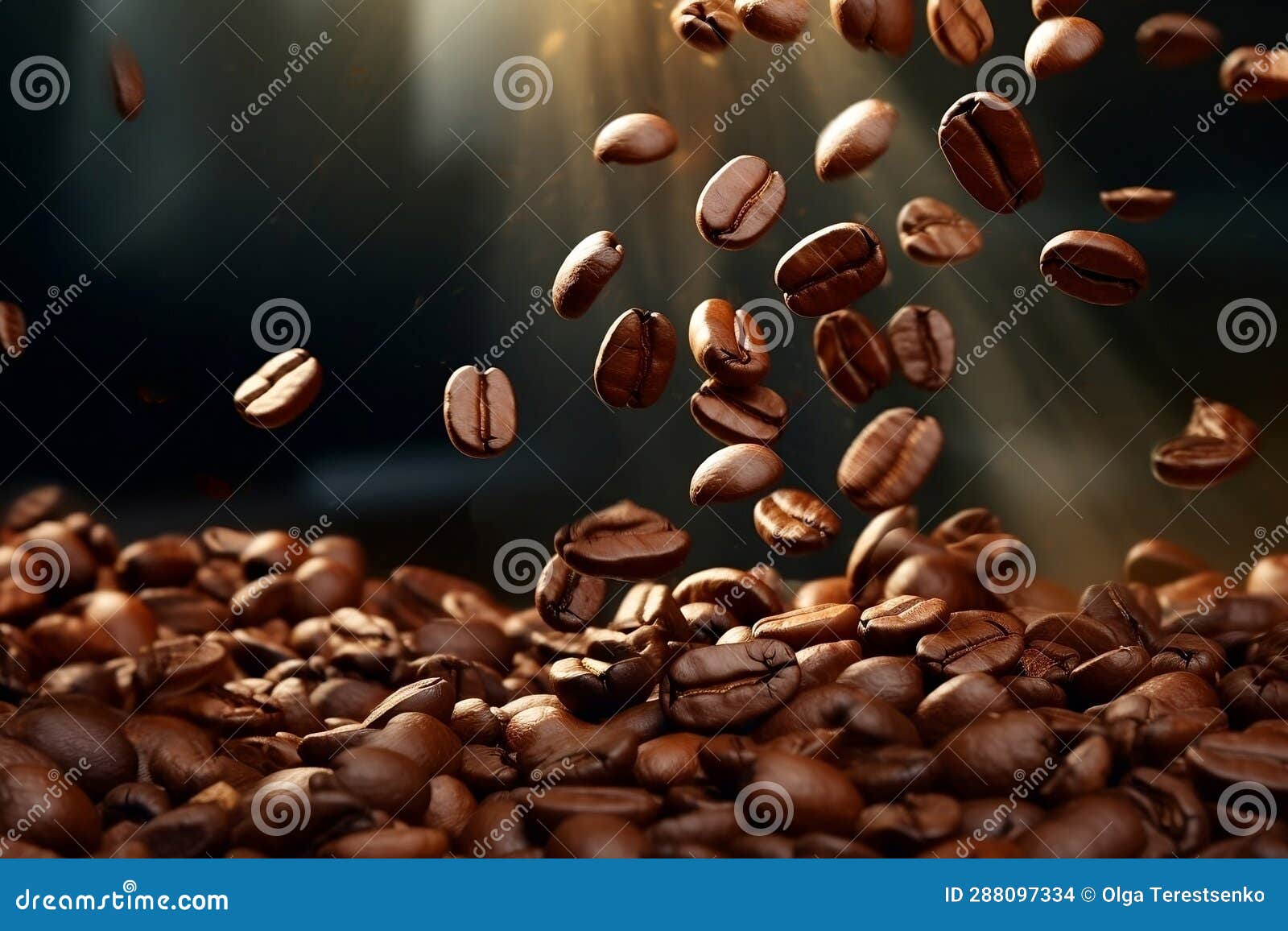 Falling and Flying Coffee Beans, Good for Any Project. Generative AI