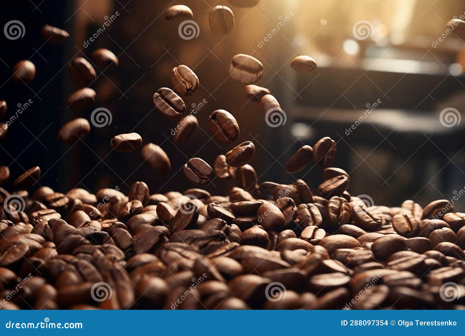 Falling and Flying Coffee Beans, Good for Any Project. Generative AI