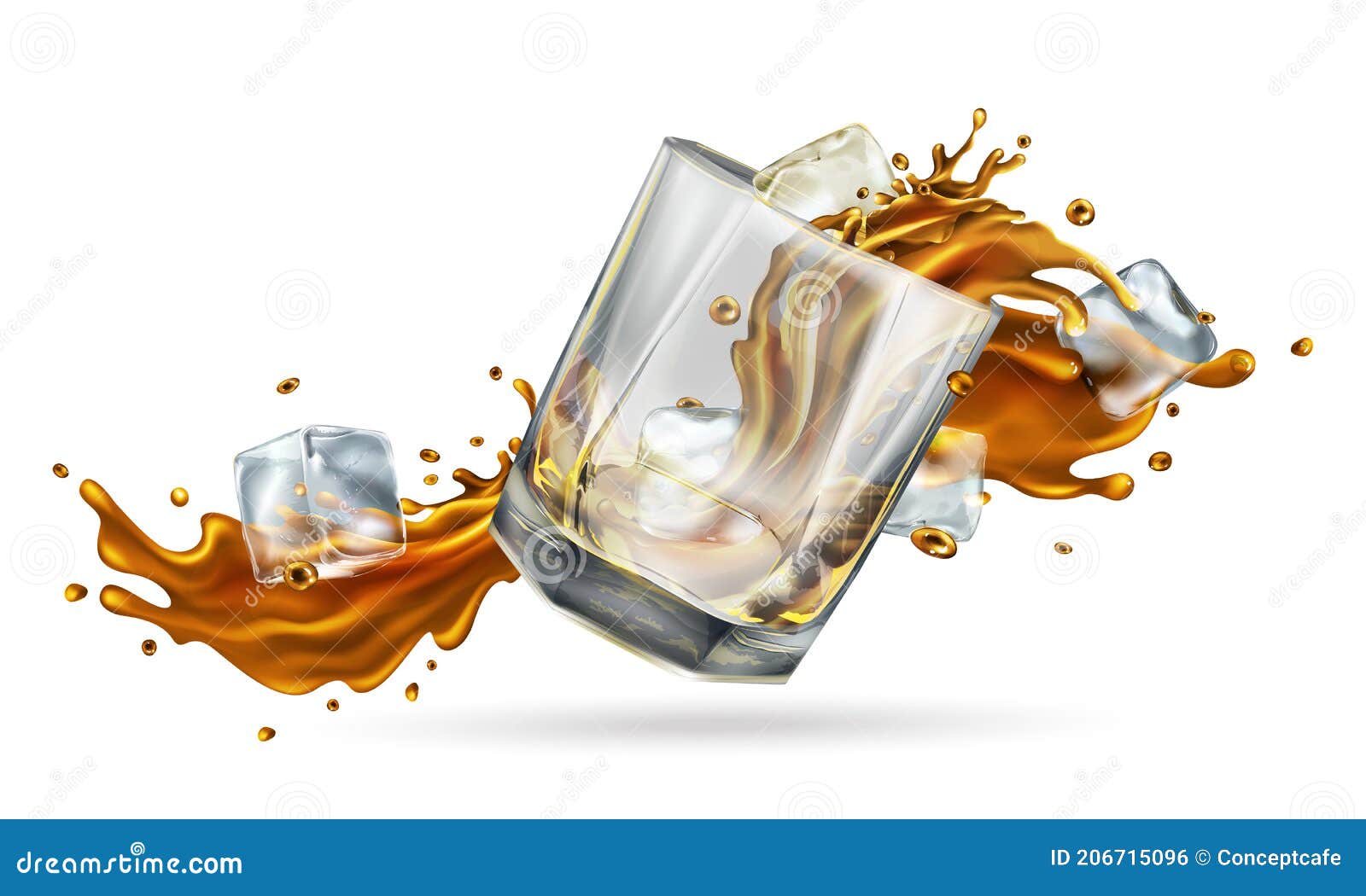 Premium Photo  Glass with whiskey and falling ice cube with splashes