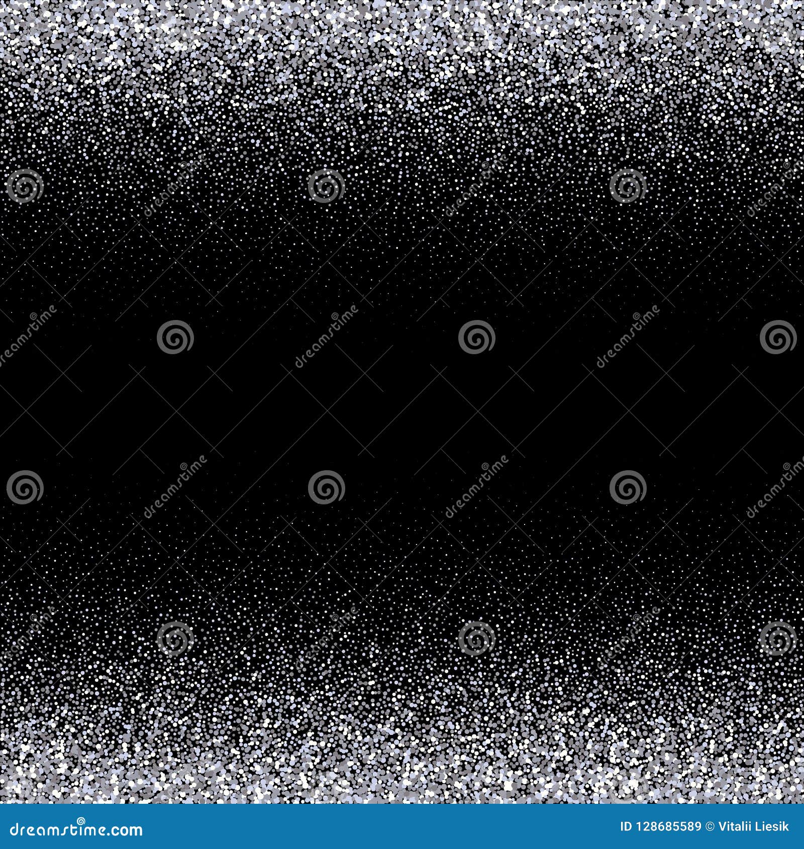 Falling Glitter Confetti. Vector Silver Dust, Explosion on Black ...