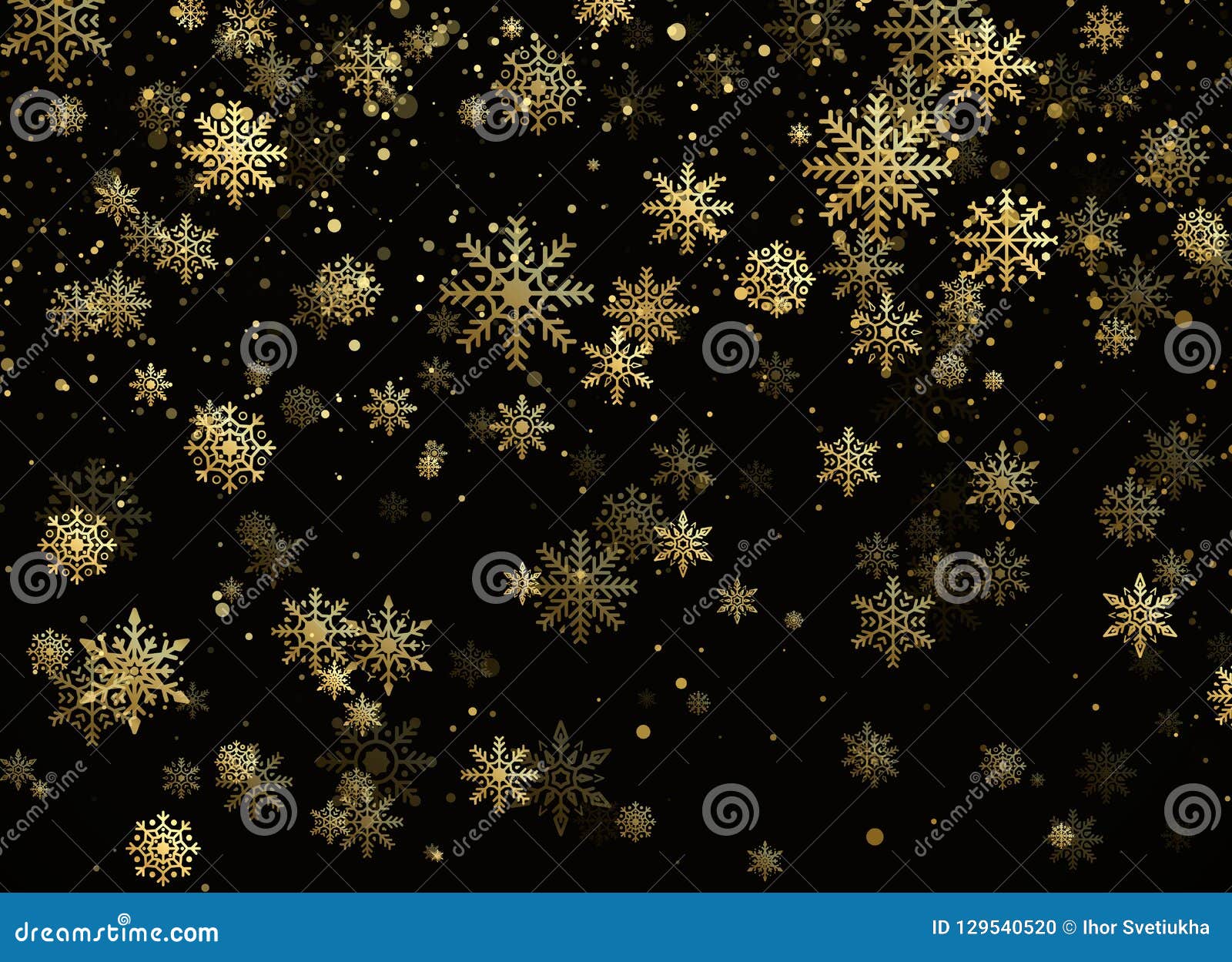 Falling Gold Snowflakes. Golden Snowfall. New Year and Christmas ...