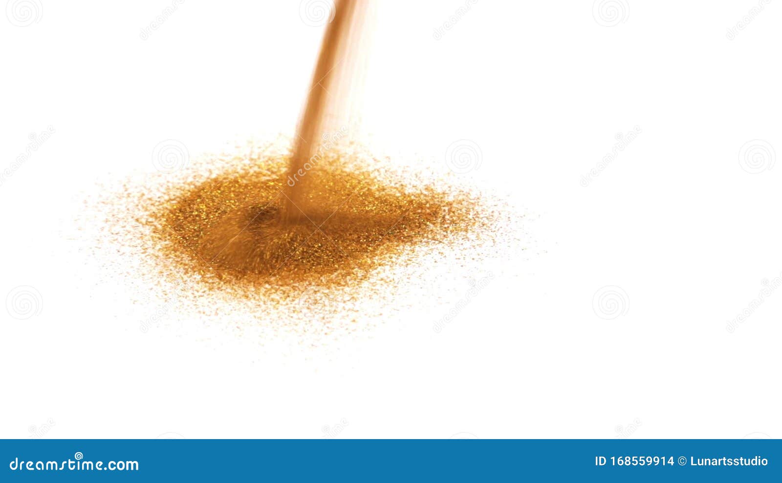 Falling Golden Glitter Dust. Golden Sparkles Fall To a Pile on a White