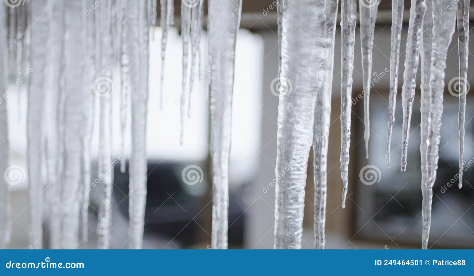 Falling Icicle, Due To High Temperature and Melting Ice and Snow