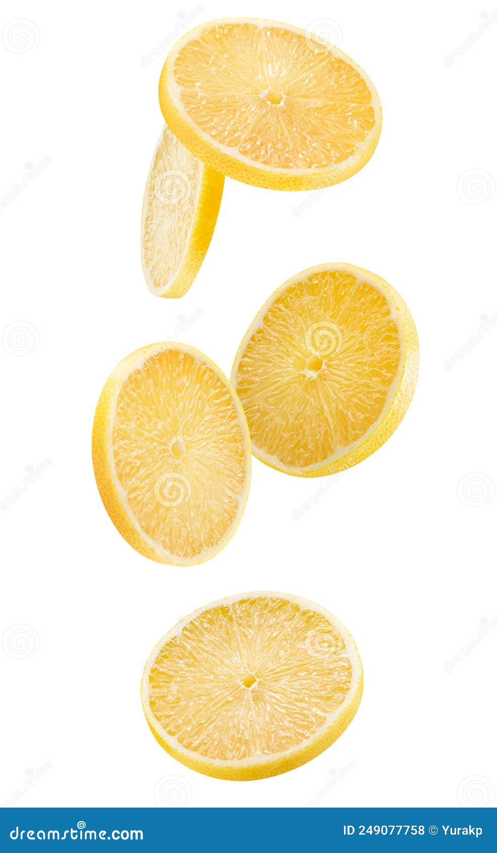 Falling Lemon Slices with Clipping Path Isolated on a White Background ...