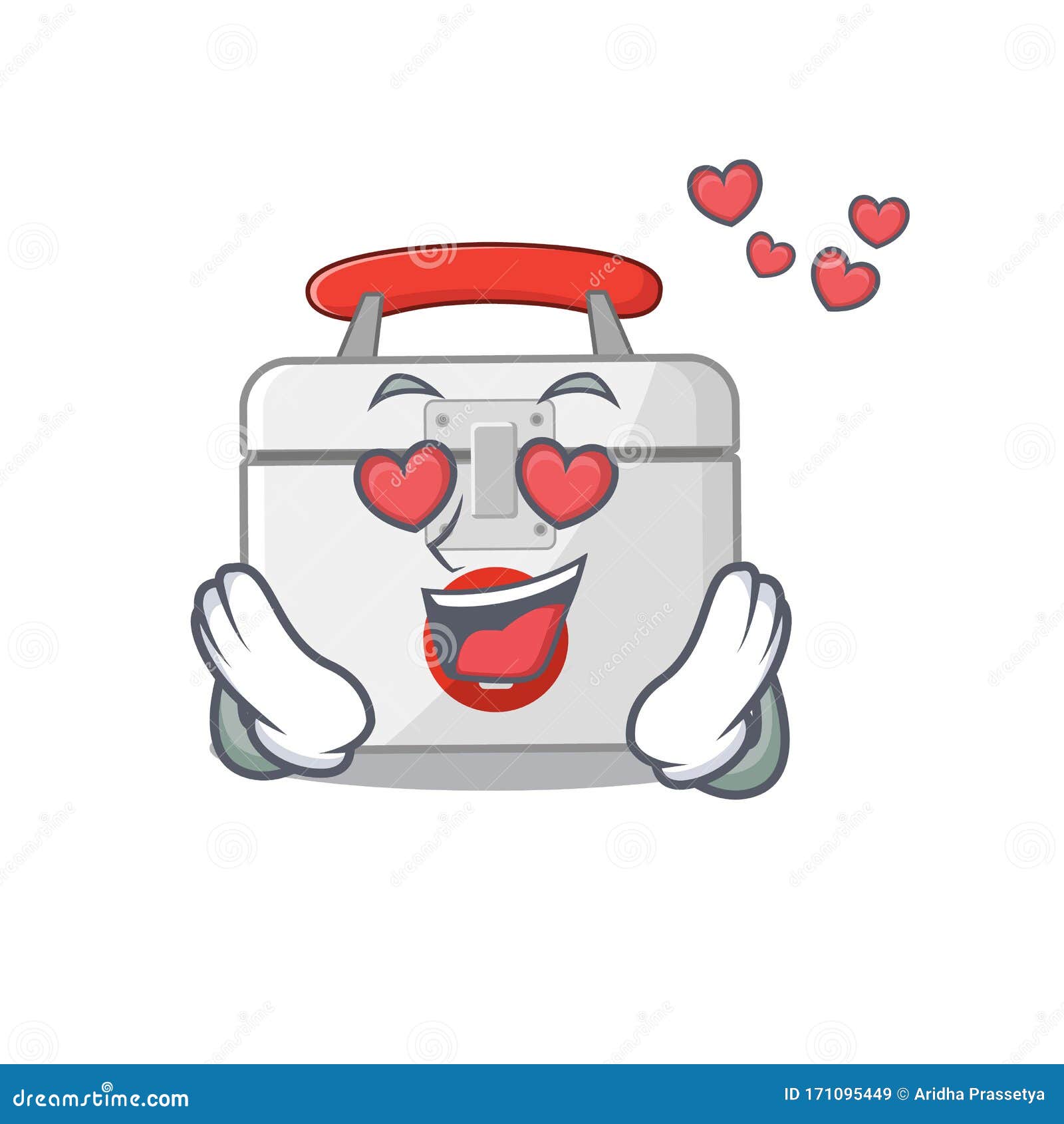 Falling in Love Cute First Aid Kit Cartoon Character Design Stock