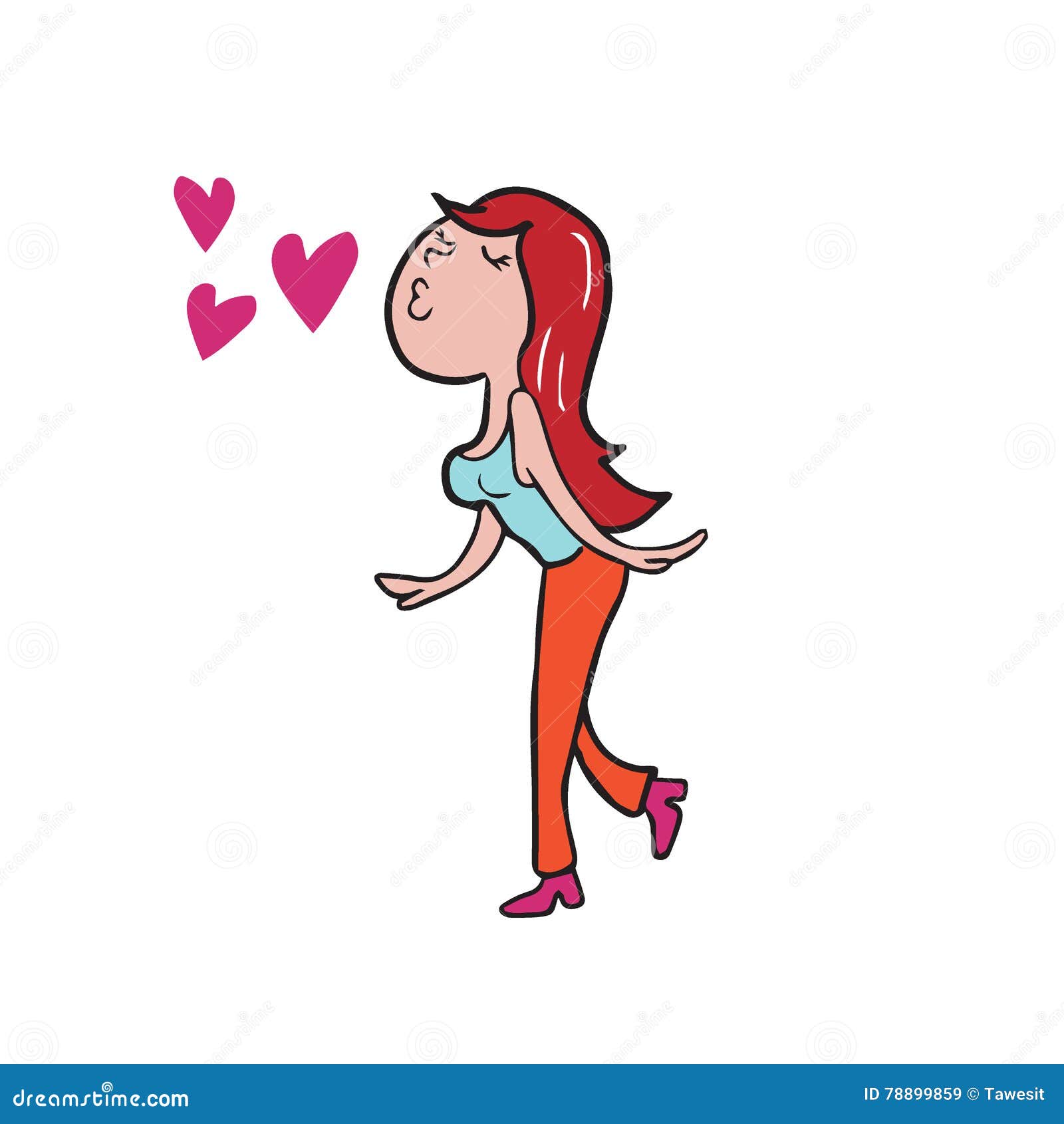 Falling in Love Girl Cartoon Drawing Stock Vector - Illustration of absent,  mind: 78899859