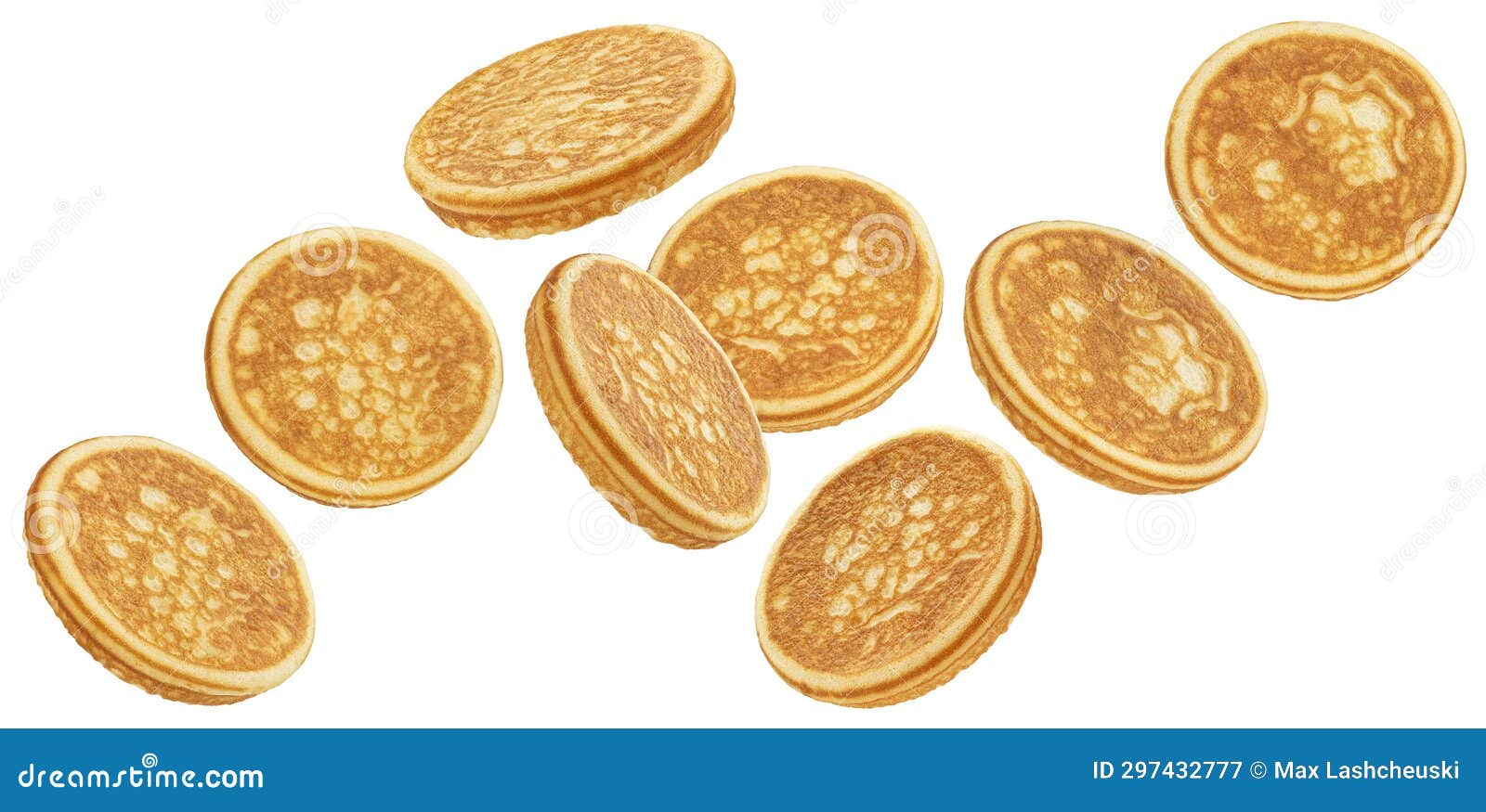 Falling Pancakes Isolated on White Background Stock Image Image of