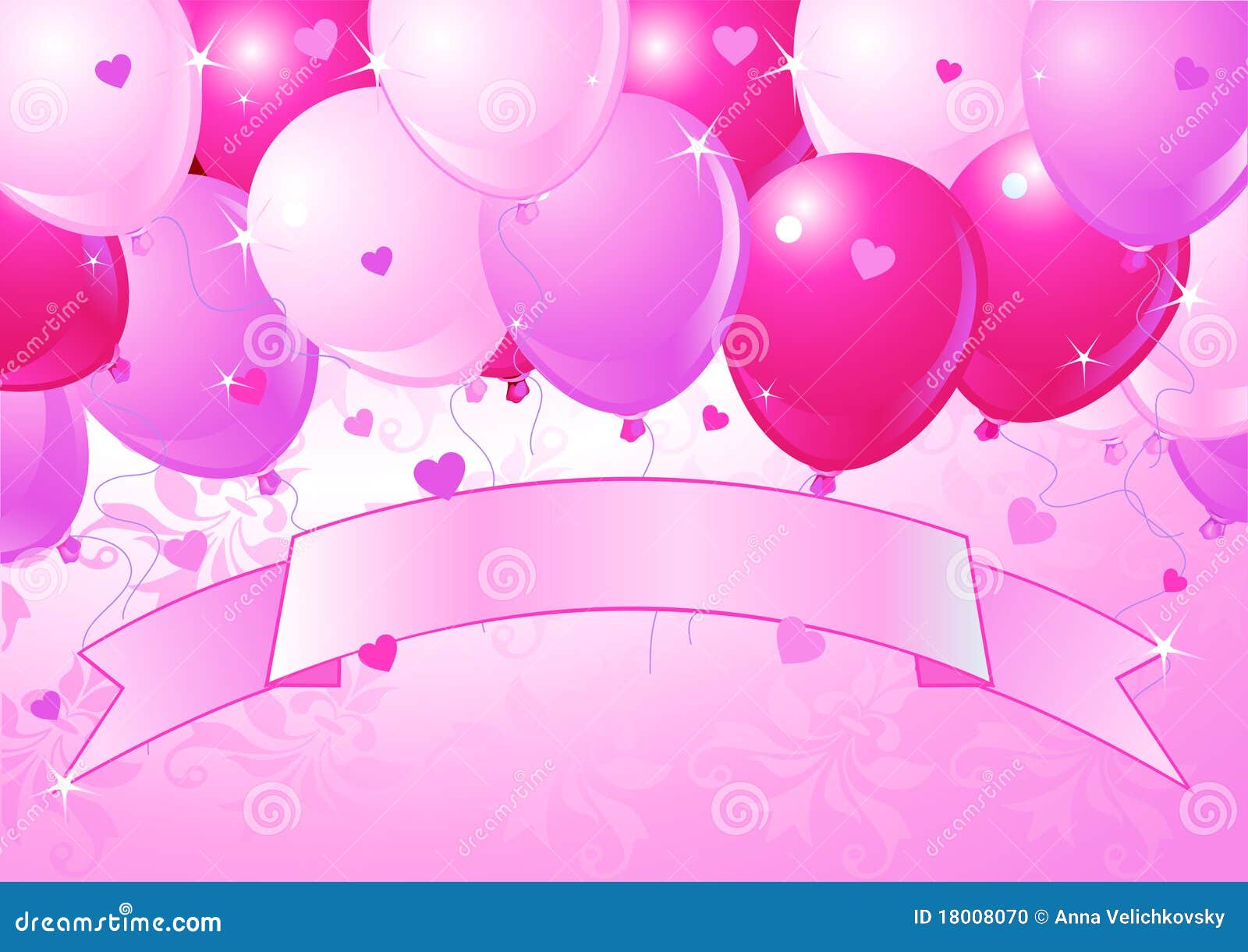 Falling Pink Valentine Balloons Stock Vector - Illustration of invitation,  love: 18008070