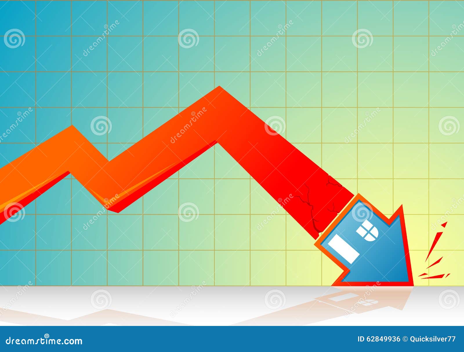 Falling Real Estate Graph stock vector. Illustration of downtrend