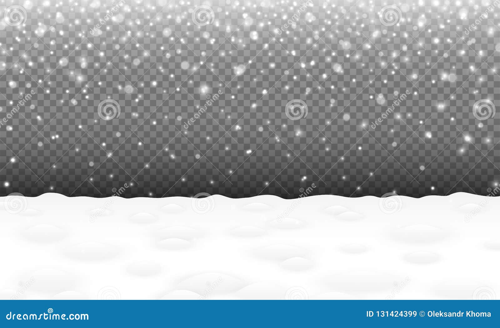 Falling Snow With Snowy Landscape And Snowdrifts Christmas Or New Year