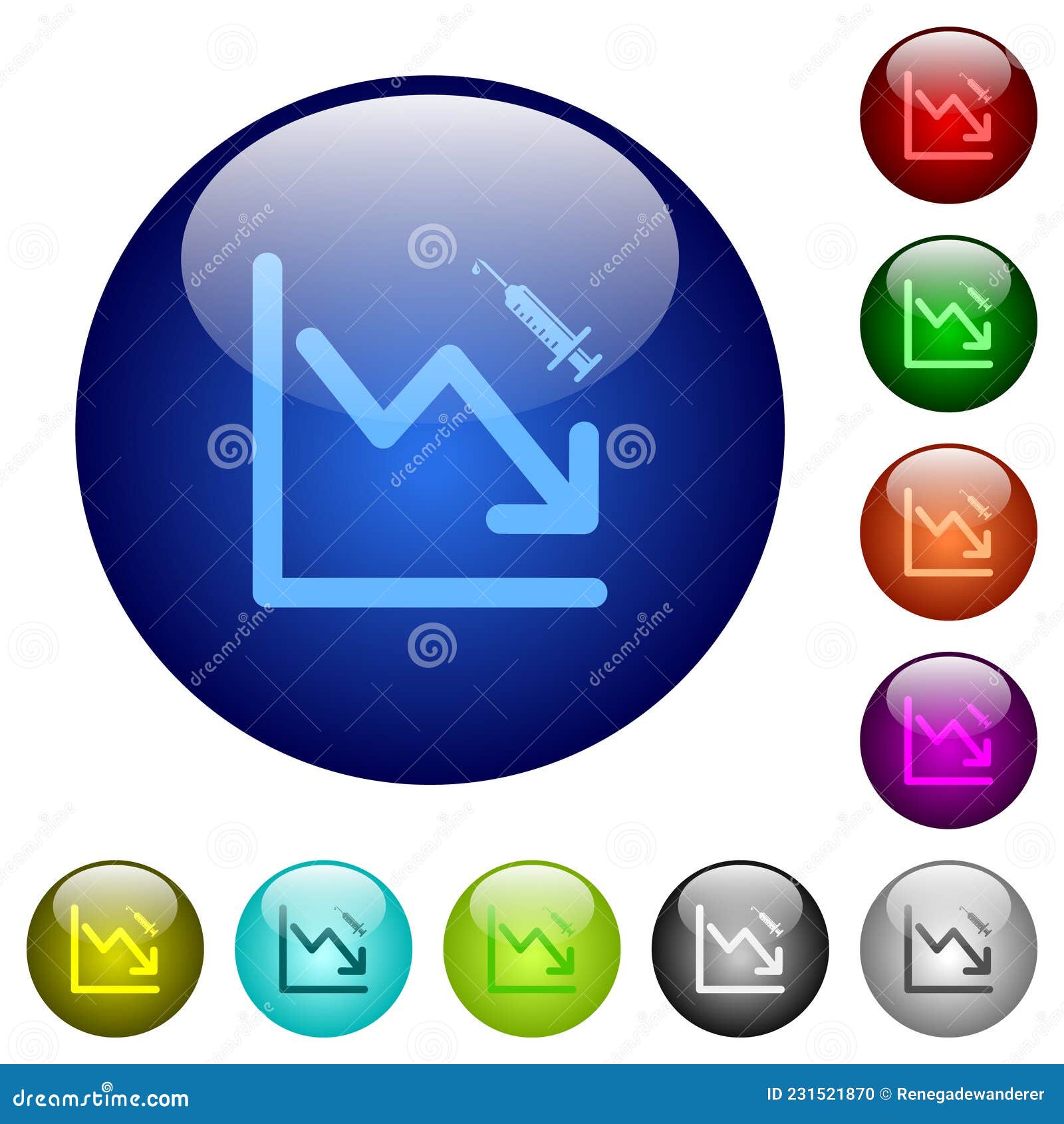 falling vaccination graph color glass buttons
