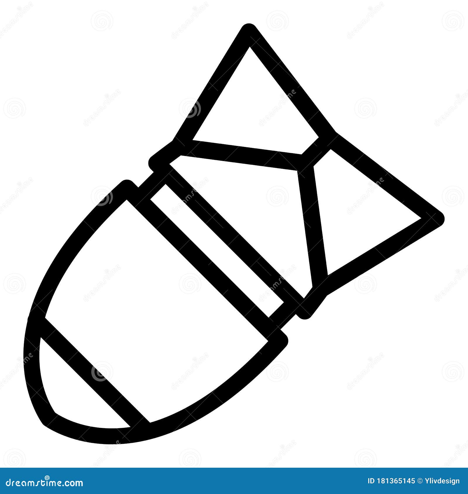 falling war rocket icon, outline style