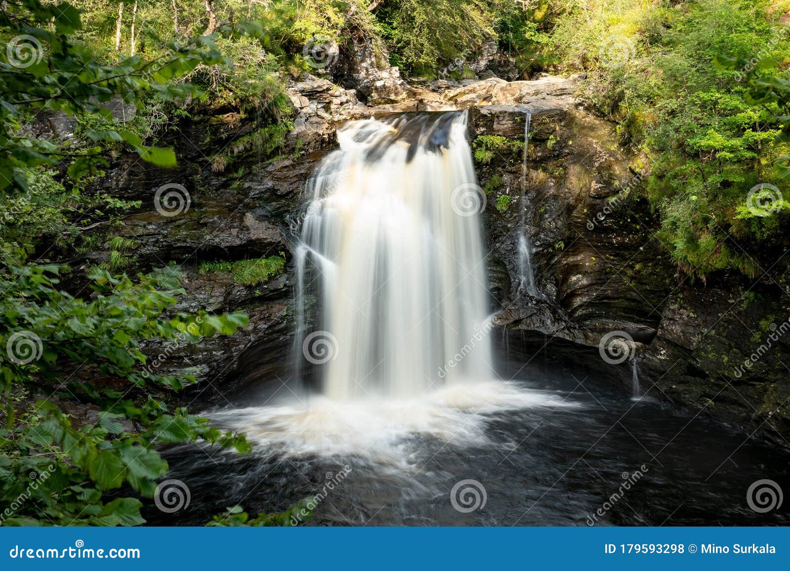 falls of falloch in scotland, great britain where people like to jump into water