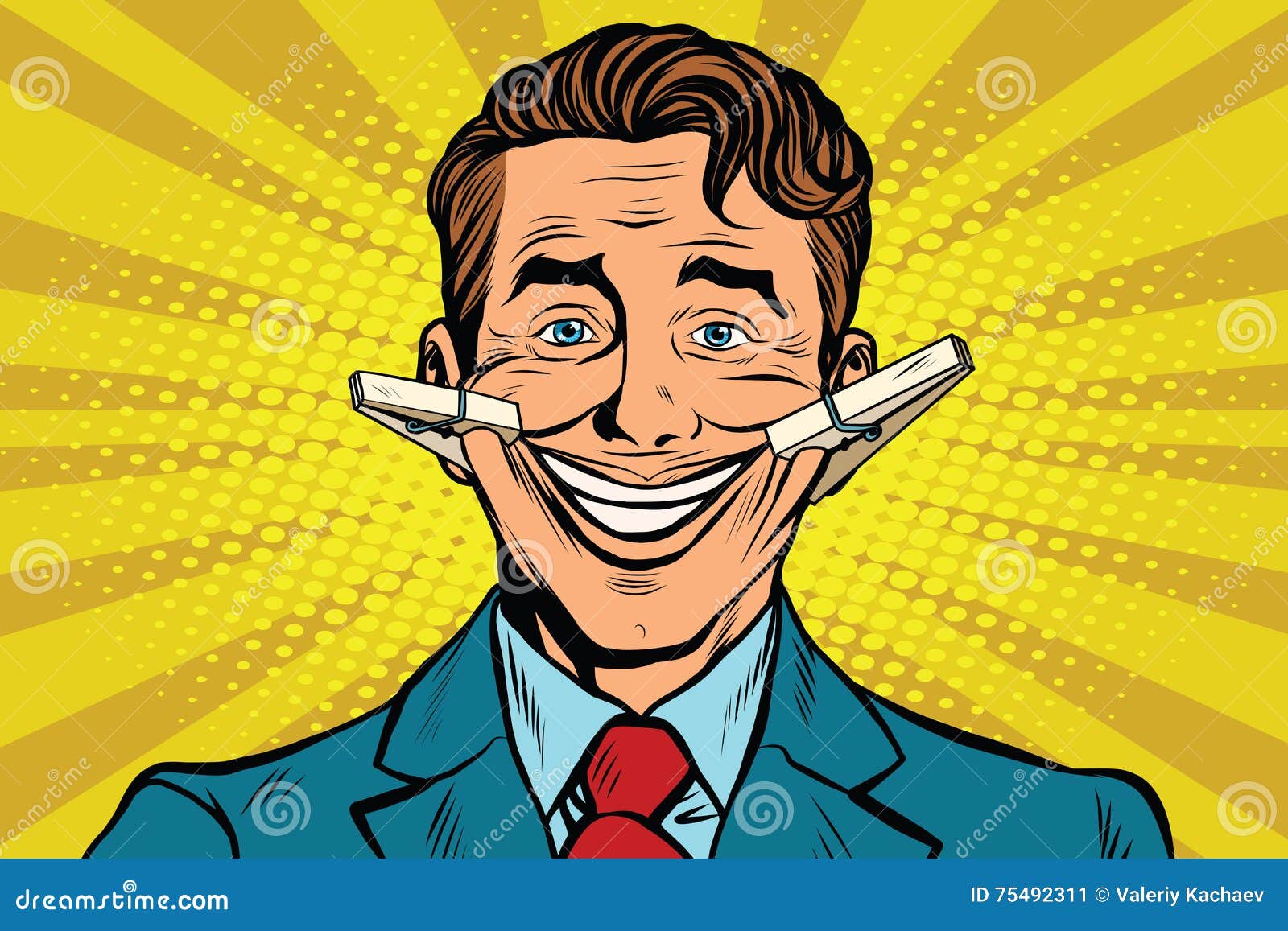 The False Smile Face with Clothespins Stock Vector Illustration of