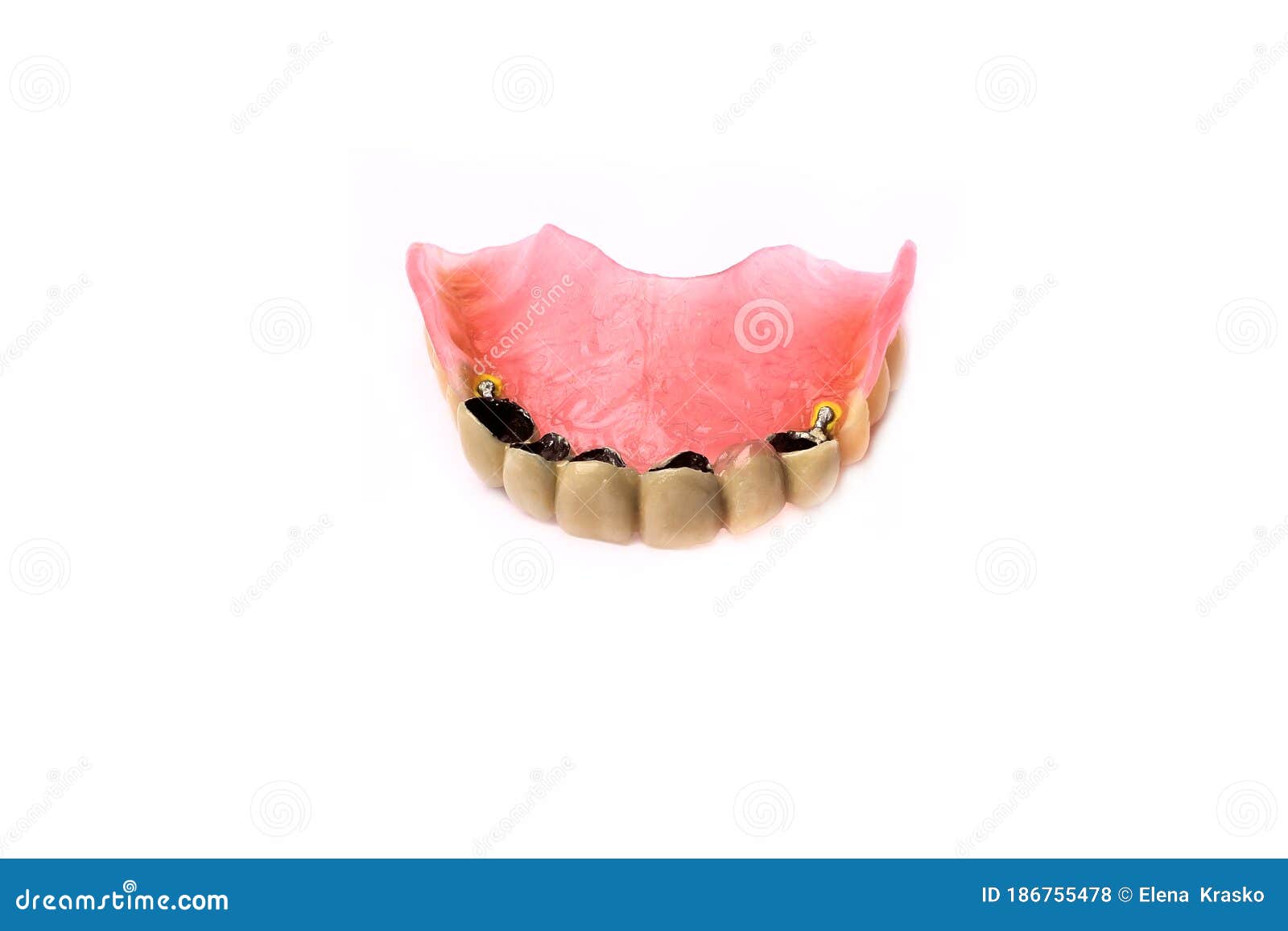 False Teeth on a White Background Removable Stock Photo Image of