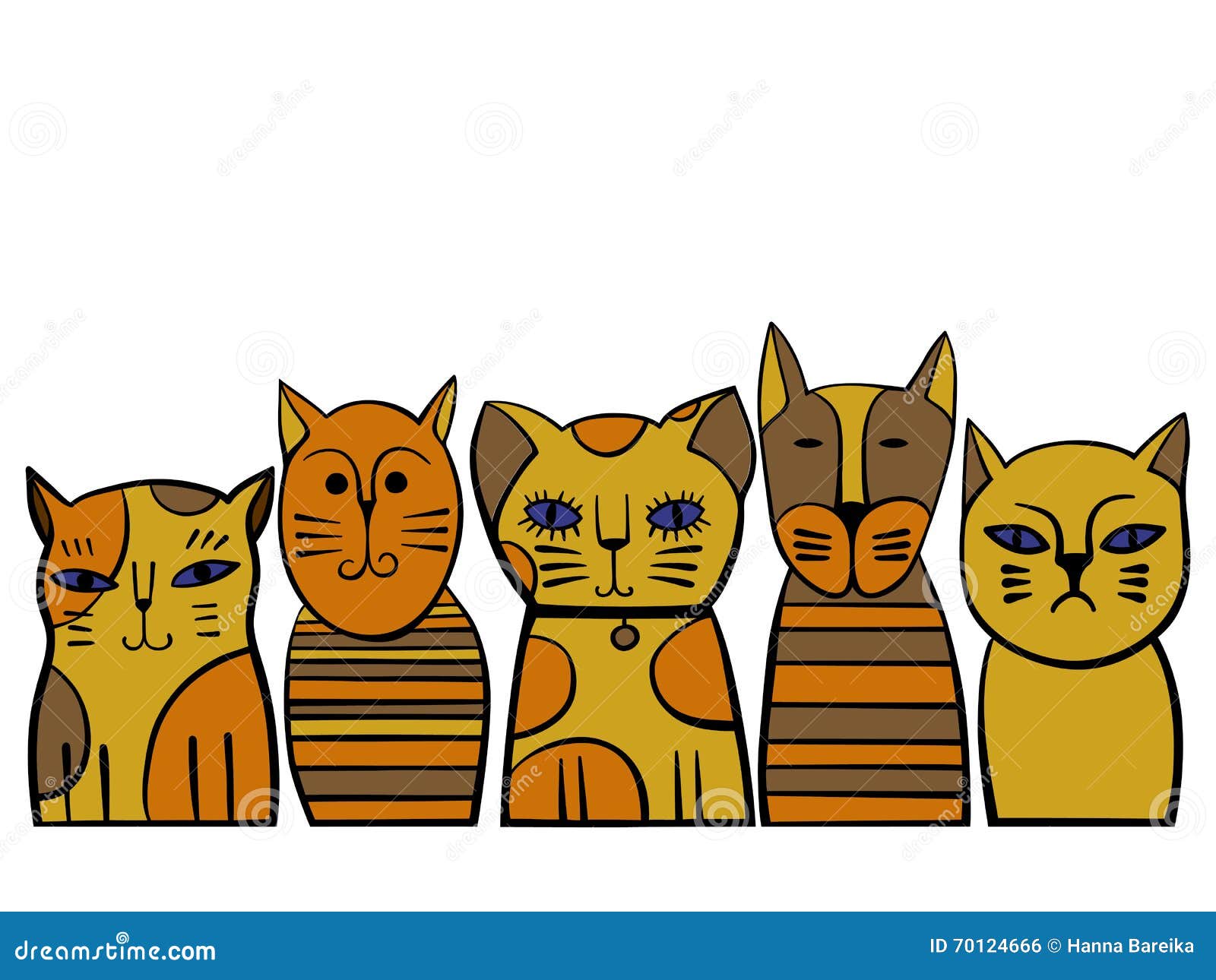 Ilustração dos desenhos animados da família de gatos com