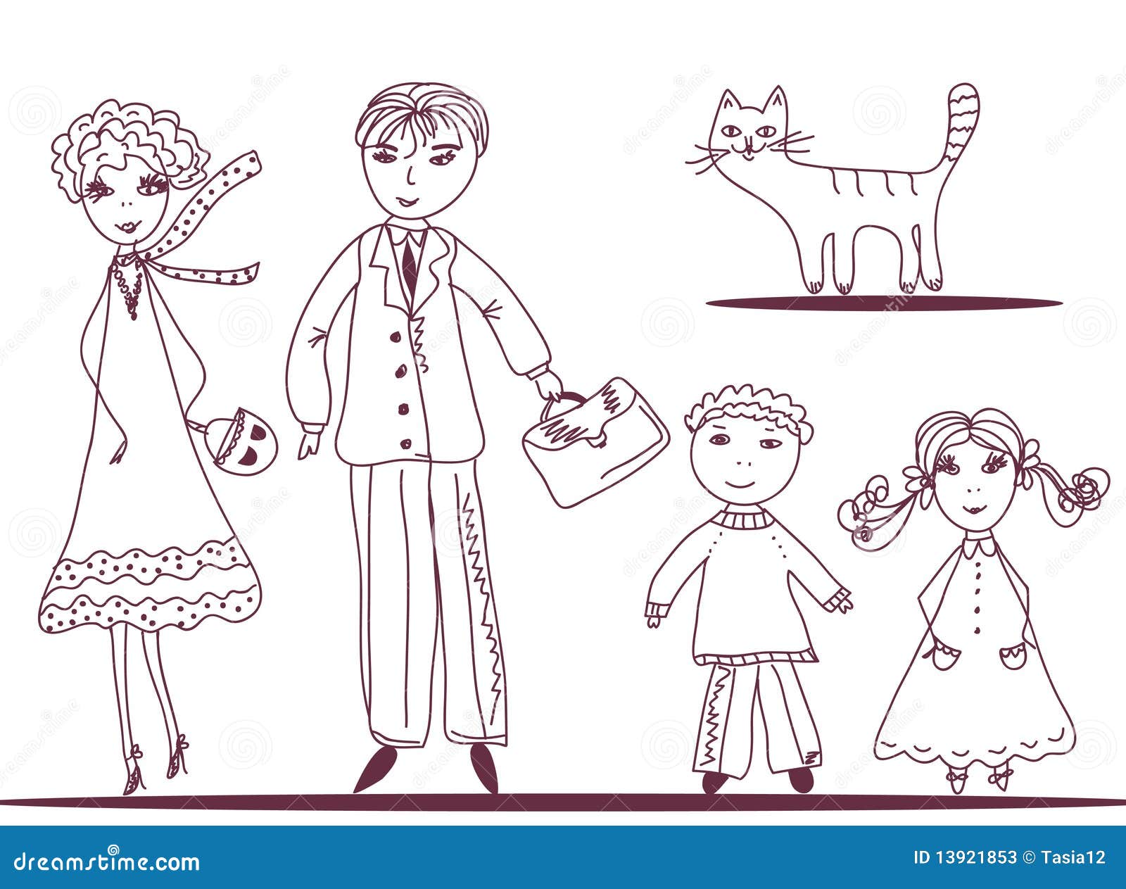 Desenho animado Gatos família imagem vetorial de HitToon© 61072277
