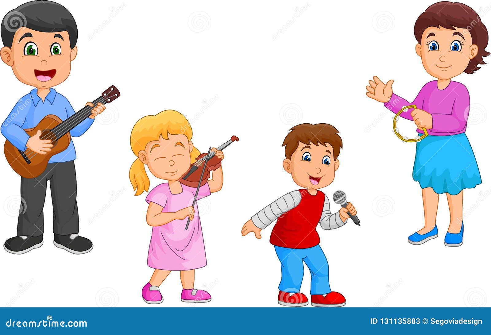 Menino dos desenhos animados que joga a música e que canta