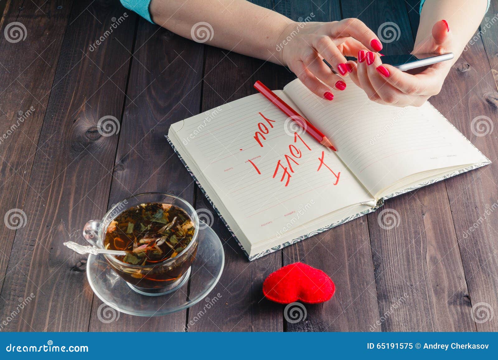 Famale write love sms stock image. Image of notepad, closeup