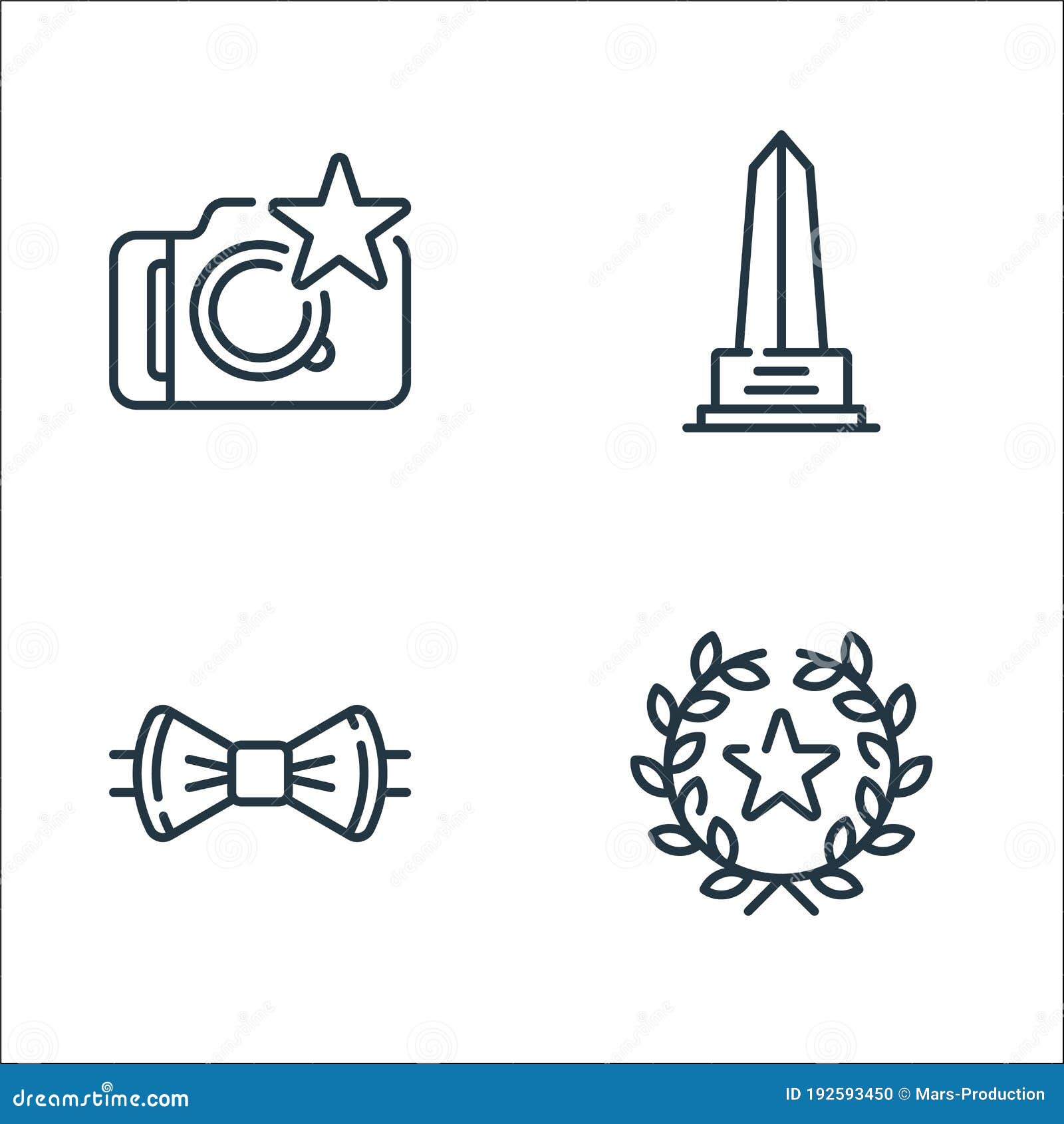 fame line icons. linear set. quality  line set such as wreath, bow tie, monument