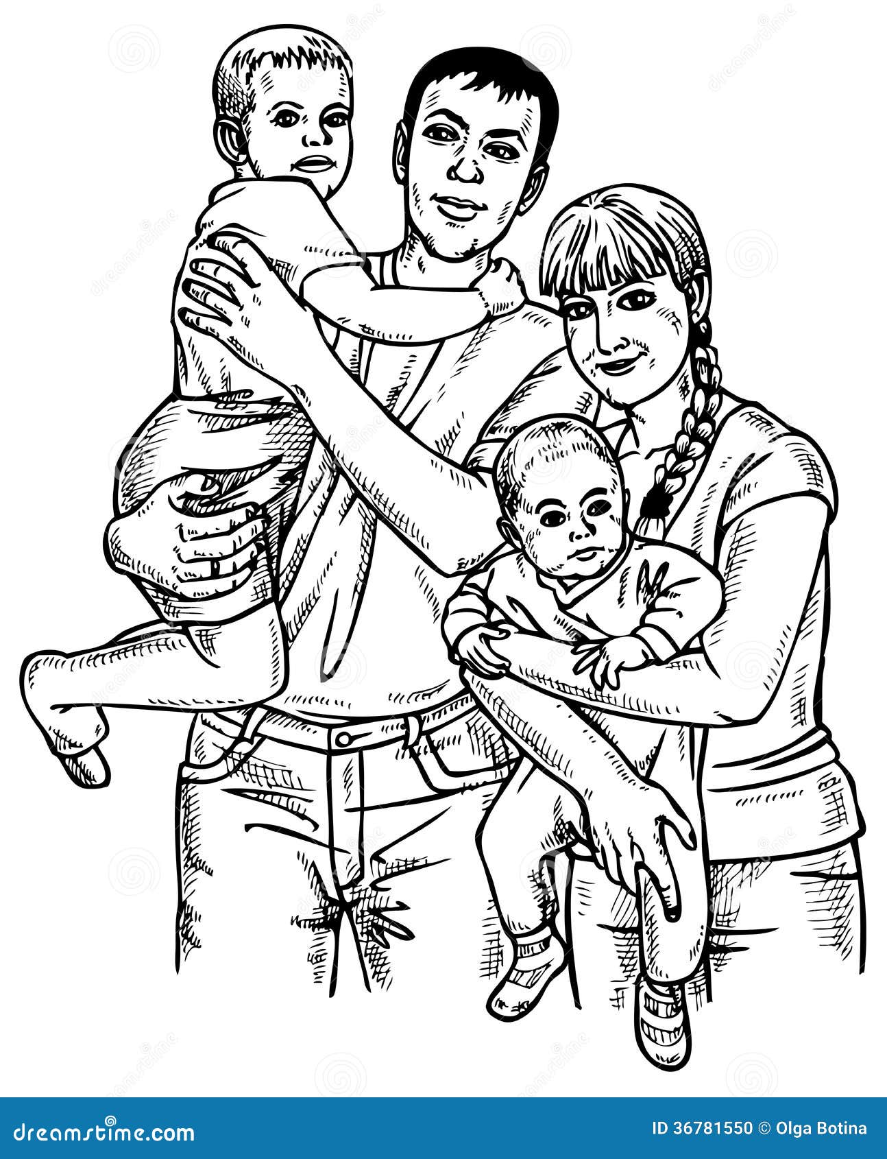 Familia cuatro ilustración del vector. Ilustración de hijo - 36781550
