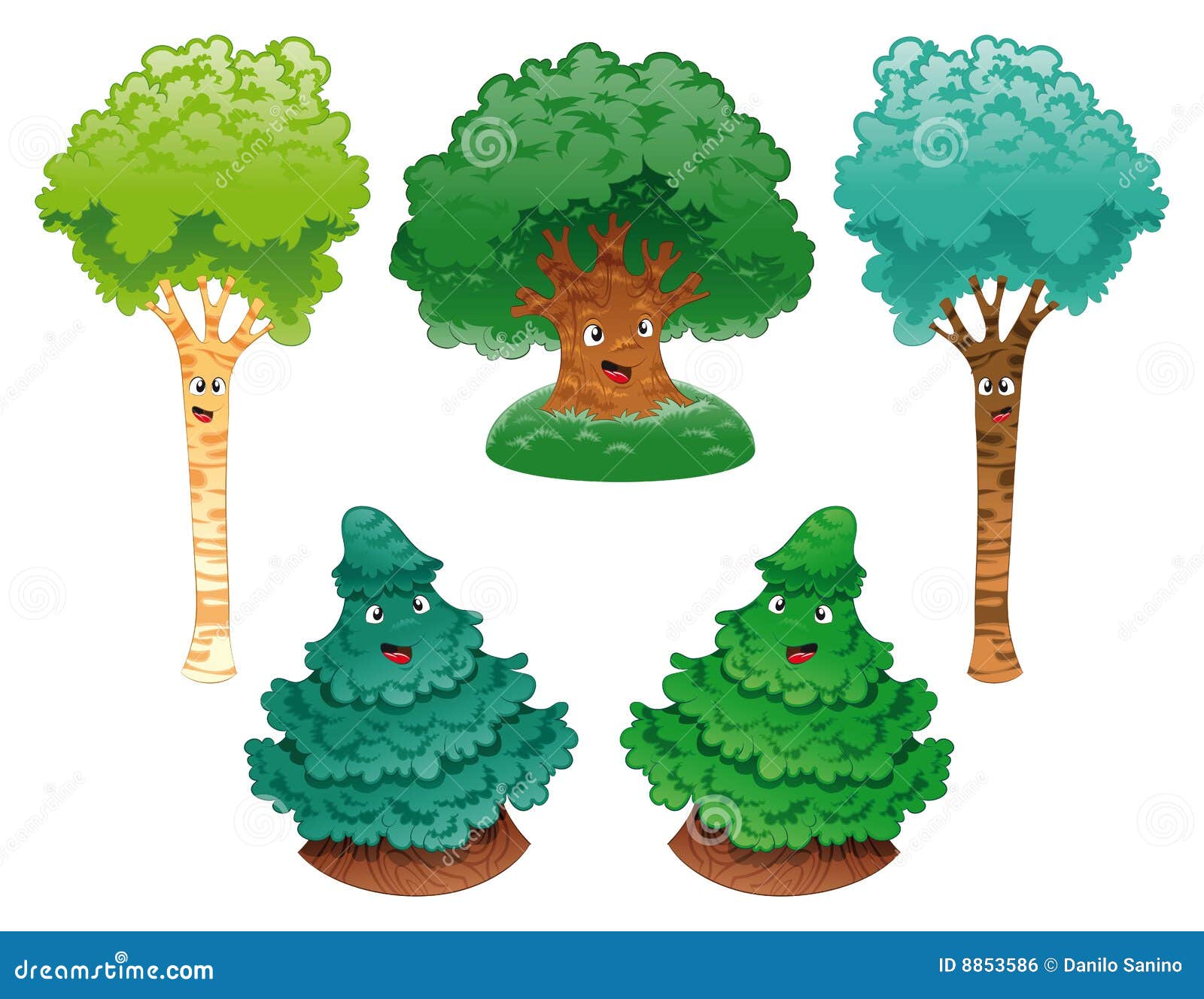 Familia de árboles ilustración del vector. Ilustración de lindo - 8853586