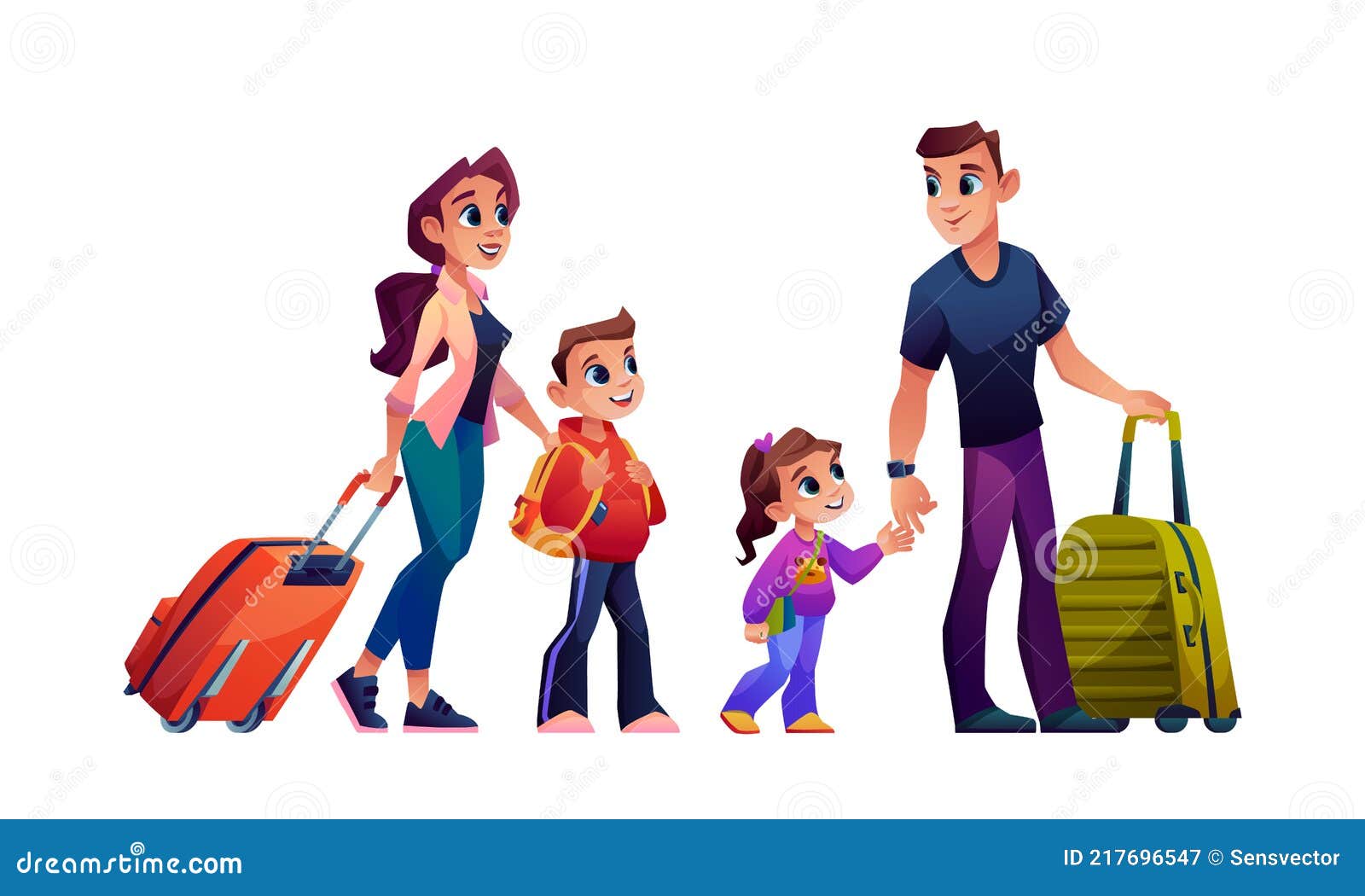 Familia Joven Con Maletas Viajando Turismo Ilustración del Vector -  Ilustración de ocio, pasajero: 217696547