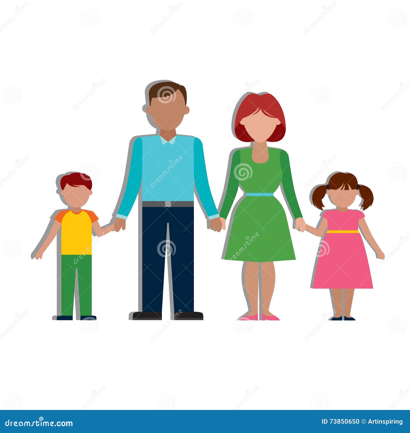 Familia Tradicional Multicultural Ilustración del Vector - Ilustración de  colorido, mama: 73850650